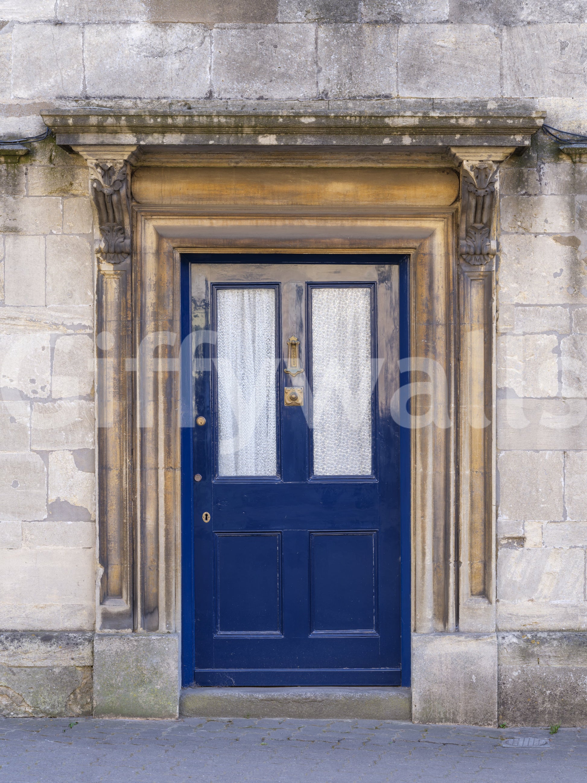Stone Archway and Deep Blue Entry Wall Mural