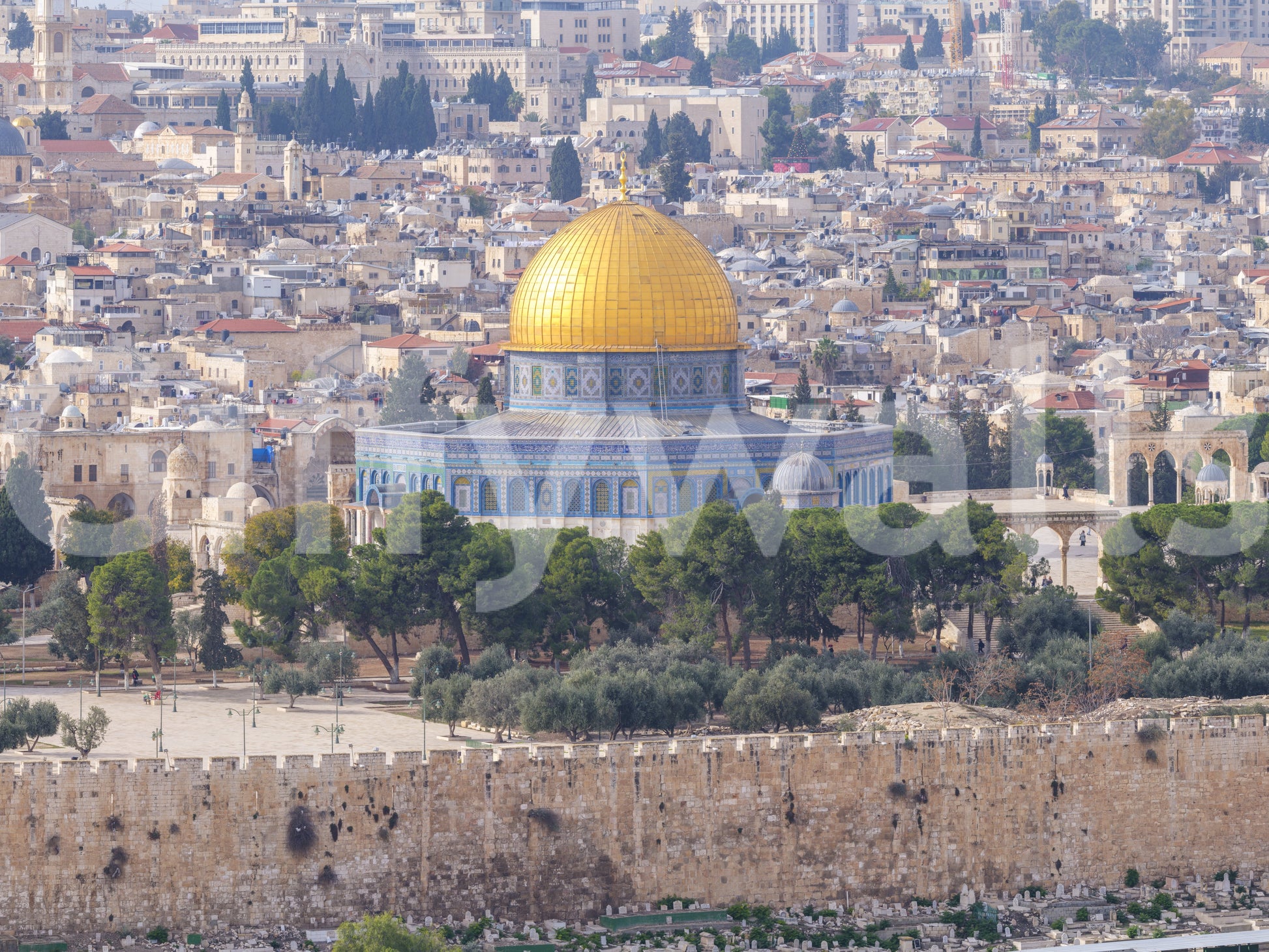Jerusalem Golden Dome Architectural Vista Wall Mural