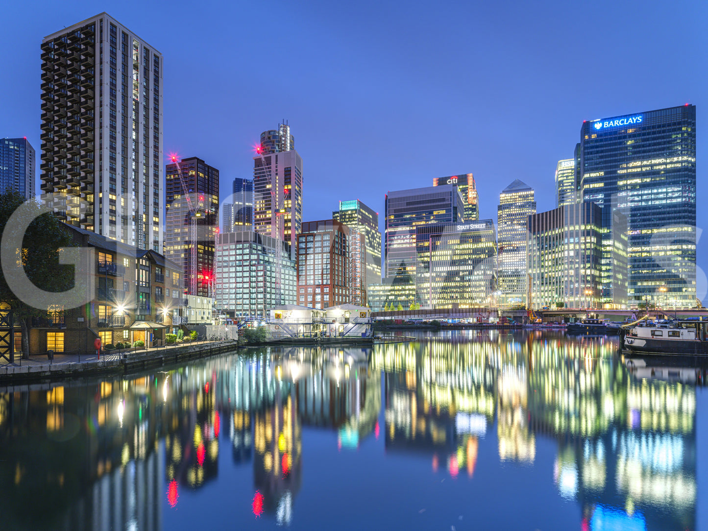 Metropolitan Water Reflection at Dusk Wall Mural