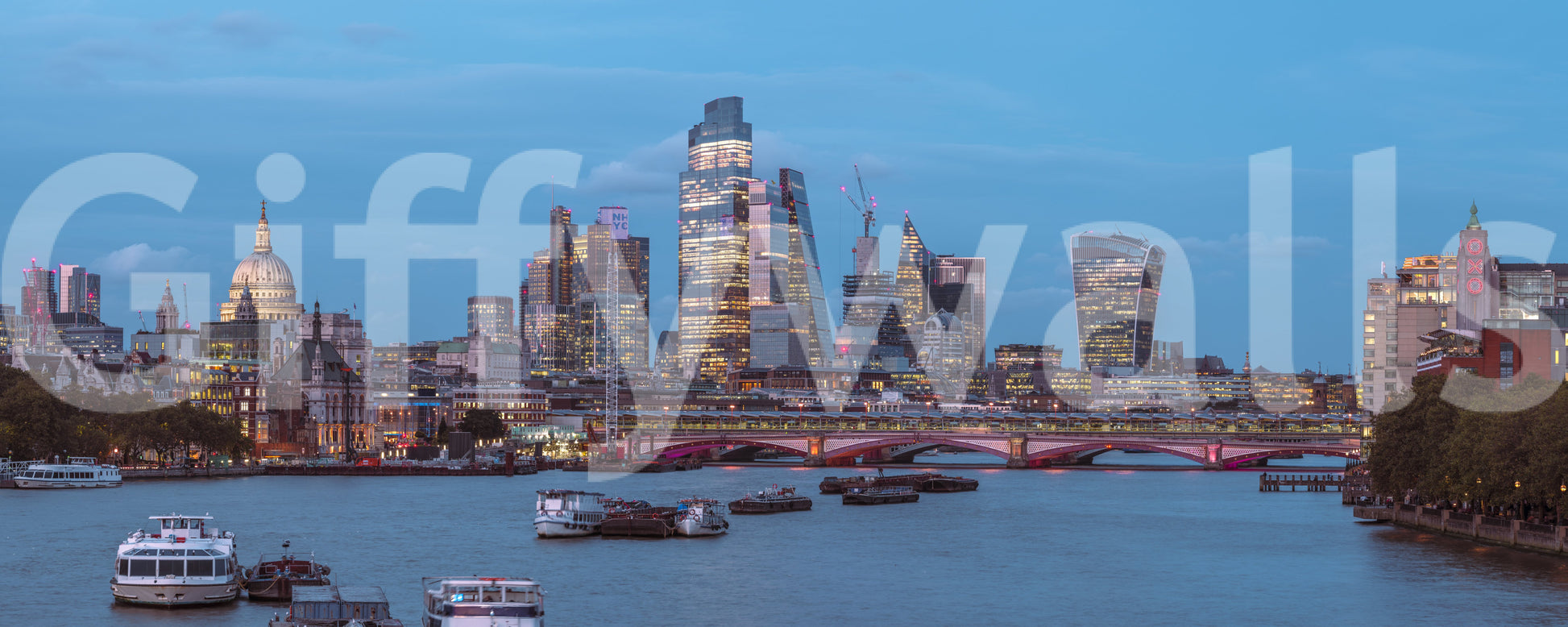 Thames River Urban Twilight Wall Mural