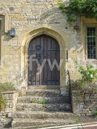 Aged Timber Archway and Stonework Wall Mural