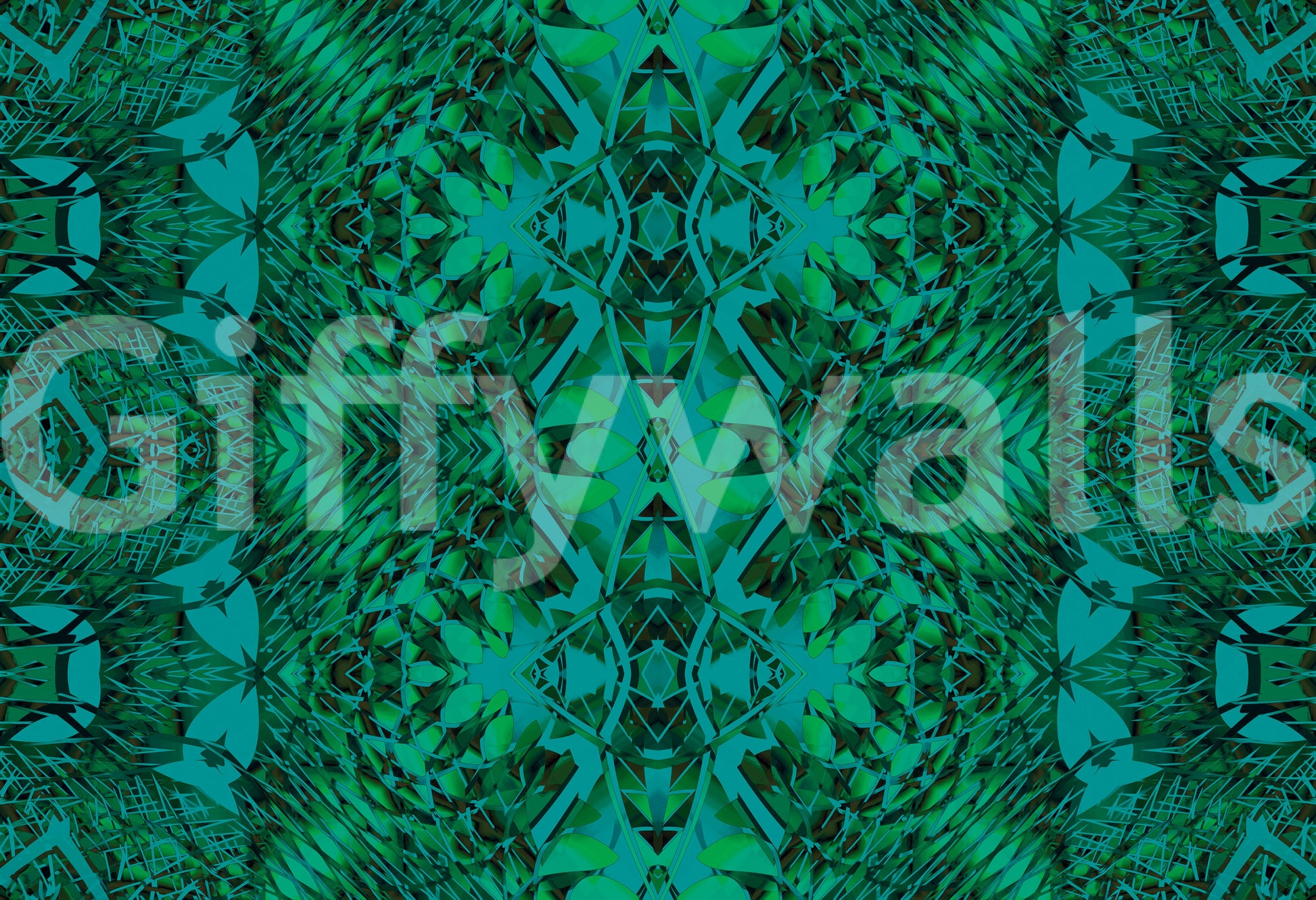 Emerald Green Geometric Lattice Wallpaper