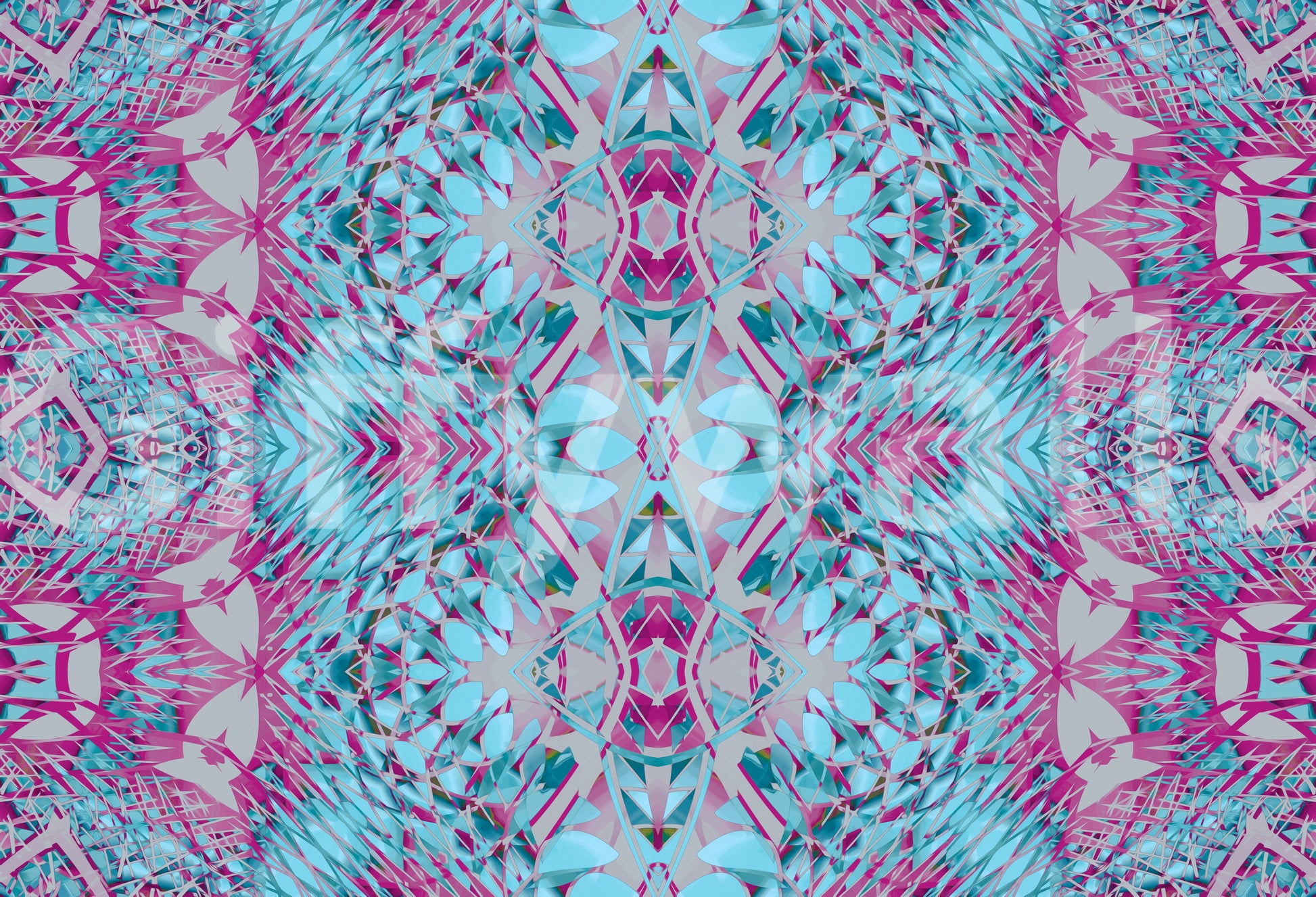 Magenta & Turquoise Abstract Ornamental Lattice Wallpaper