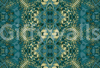 Abstract Ornamental Geometric Teal & Pale Yellow Lattice Wallpaper