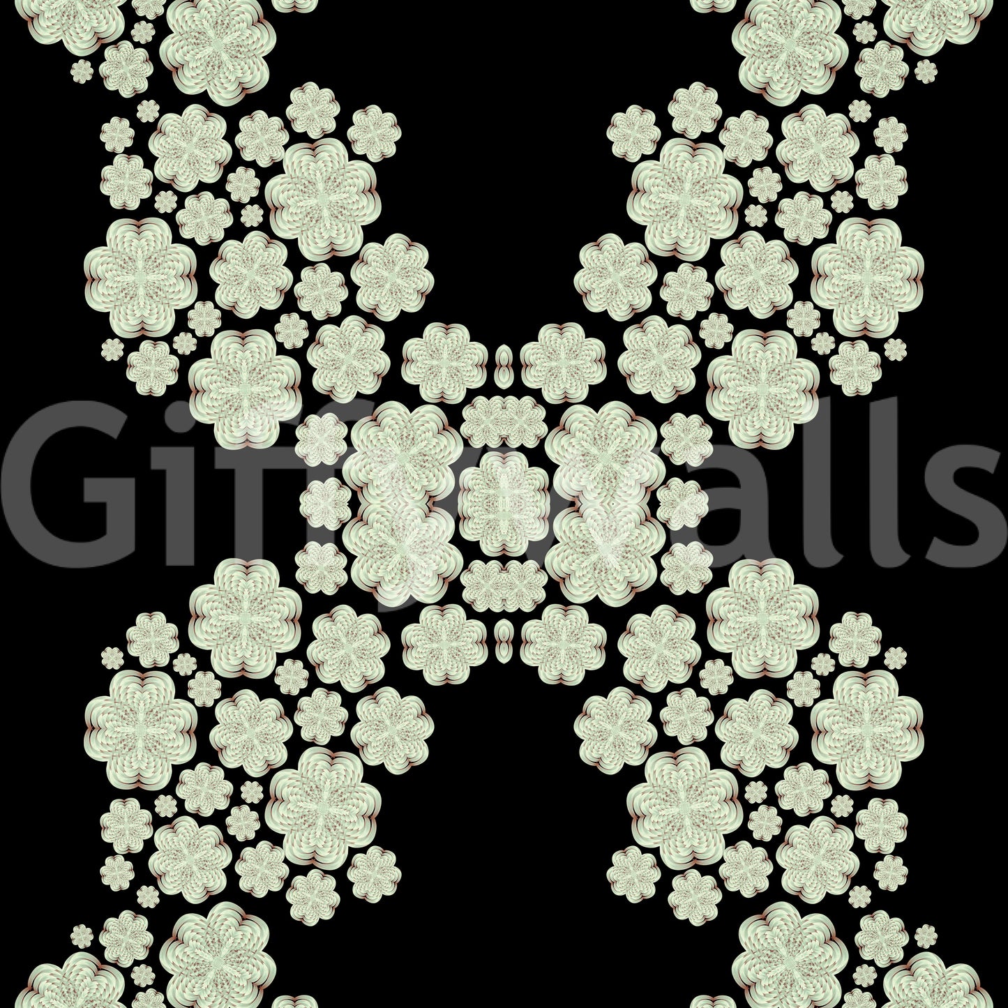 Ivory & Black Floral Vine Wallpaper