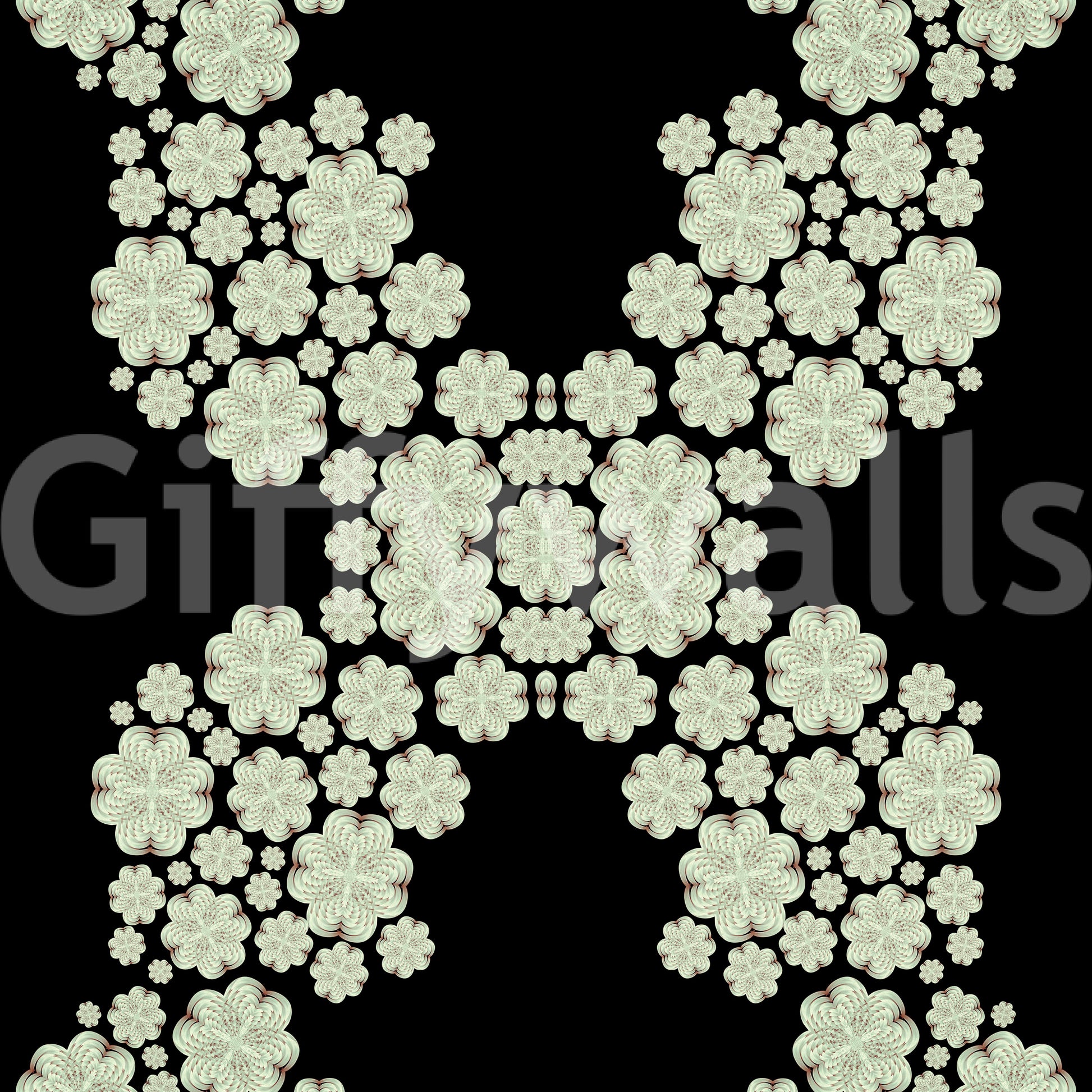 Ivory & Black Floral Vine Wallpaper