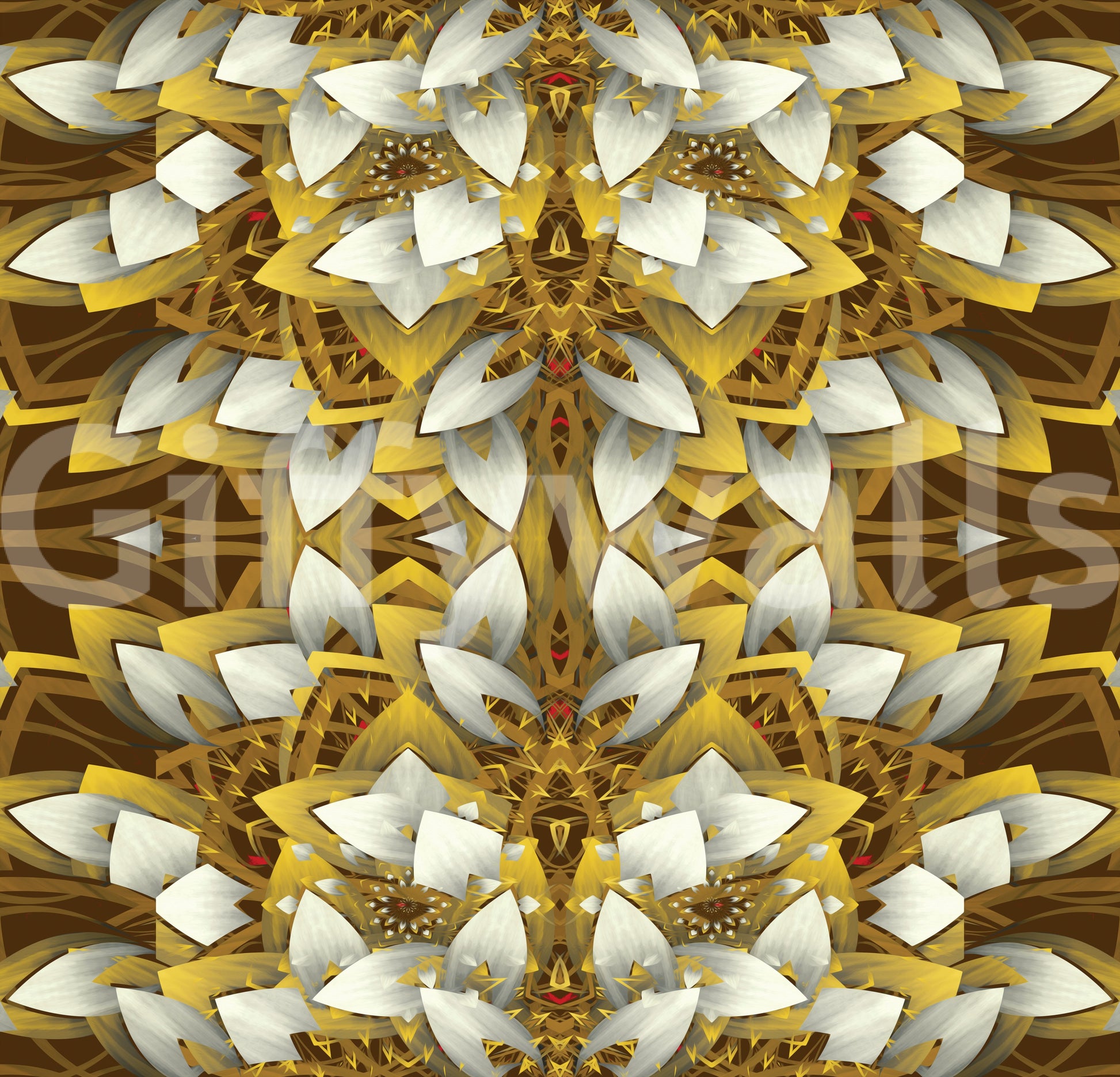 Brown and Gold Geometric Bloom Wallpaper - IKEBANA DESIGN Wallpaper⁠