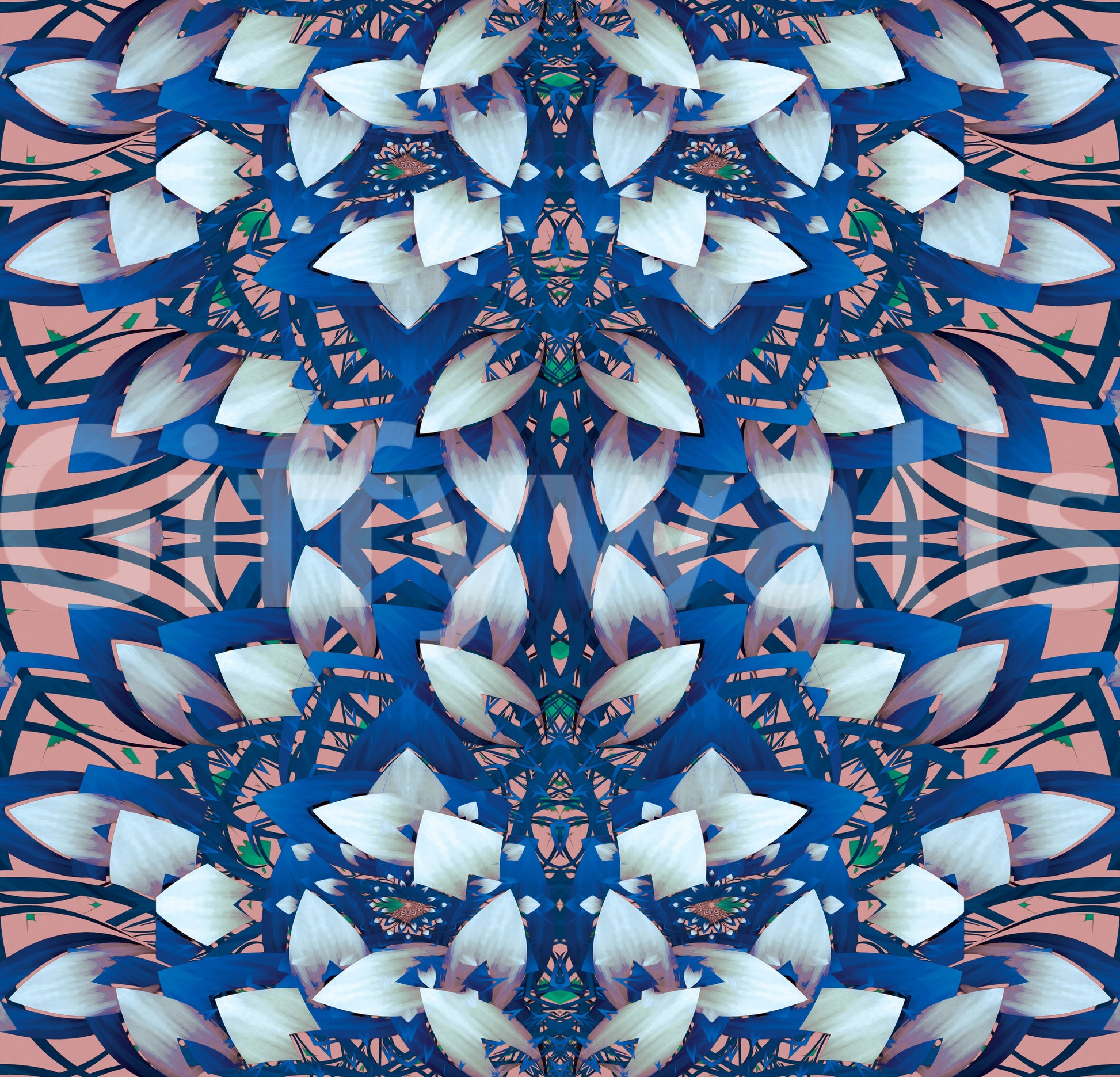 Pink & Blue Geometric Bloom Wallpaper - IKEBANA DESIGN Wallpaper⁠
