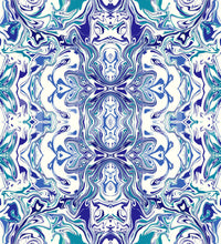 Blue & Teal Contemporary Ornamental Tile - ANDORRA Wallpaper