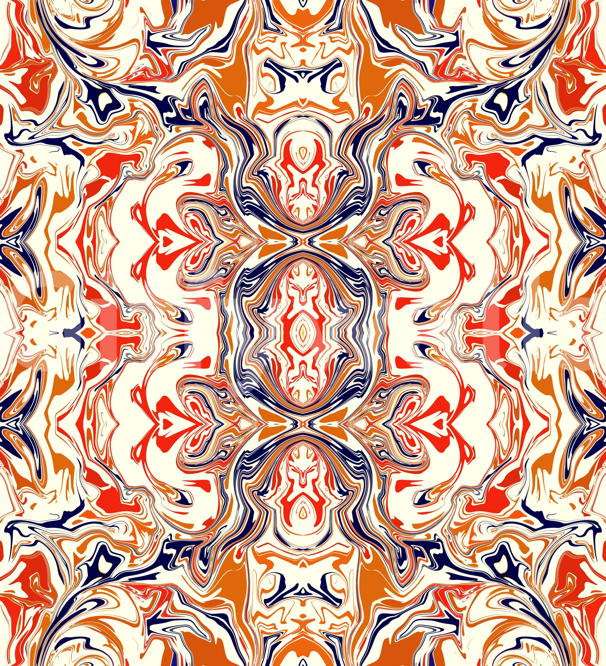 Orange & Red Contemporary Ornamental Tile - ANDORRA Wall Mural