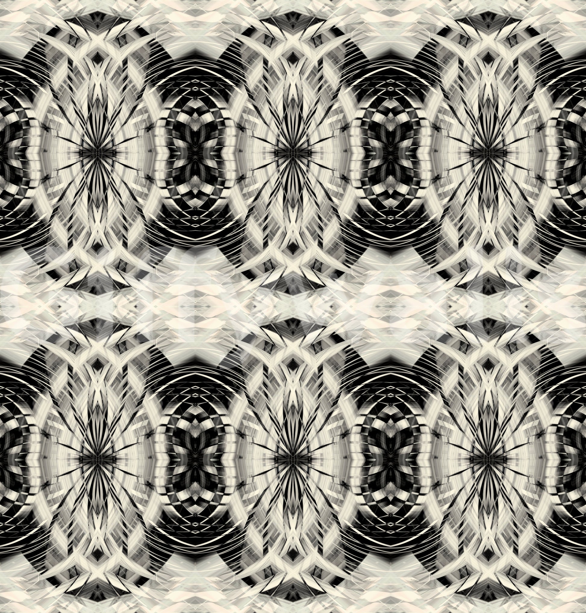 Sculptural Geometric Illusion in Black and Ivory - MOSQUITO Wallpaper
