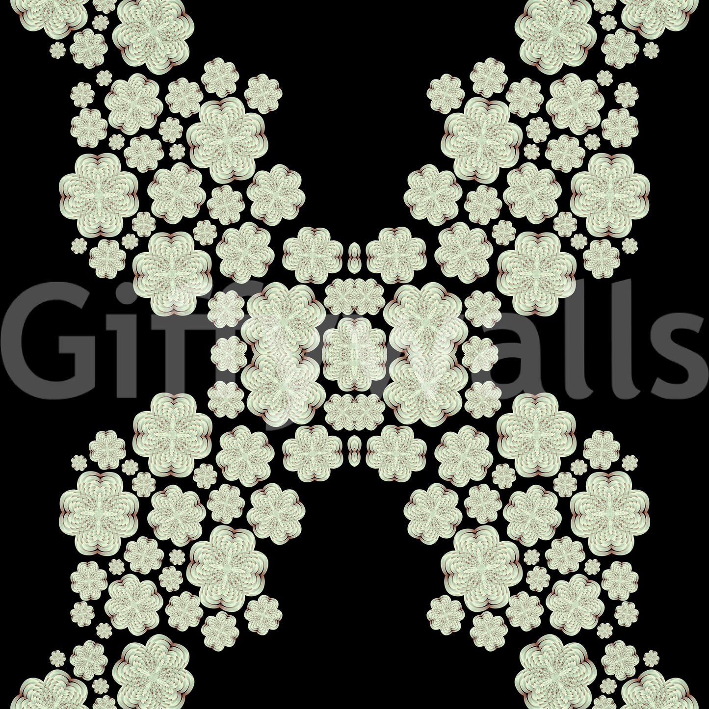 Black & Ivory Diamond Floral Lattice – CARDAMINE Wallpaper⁠