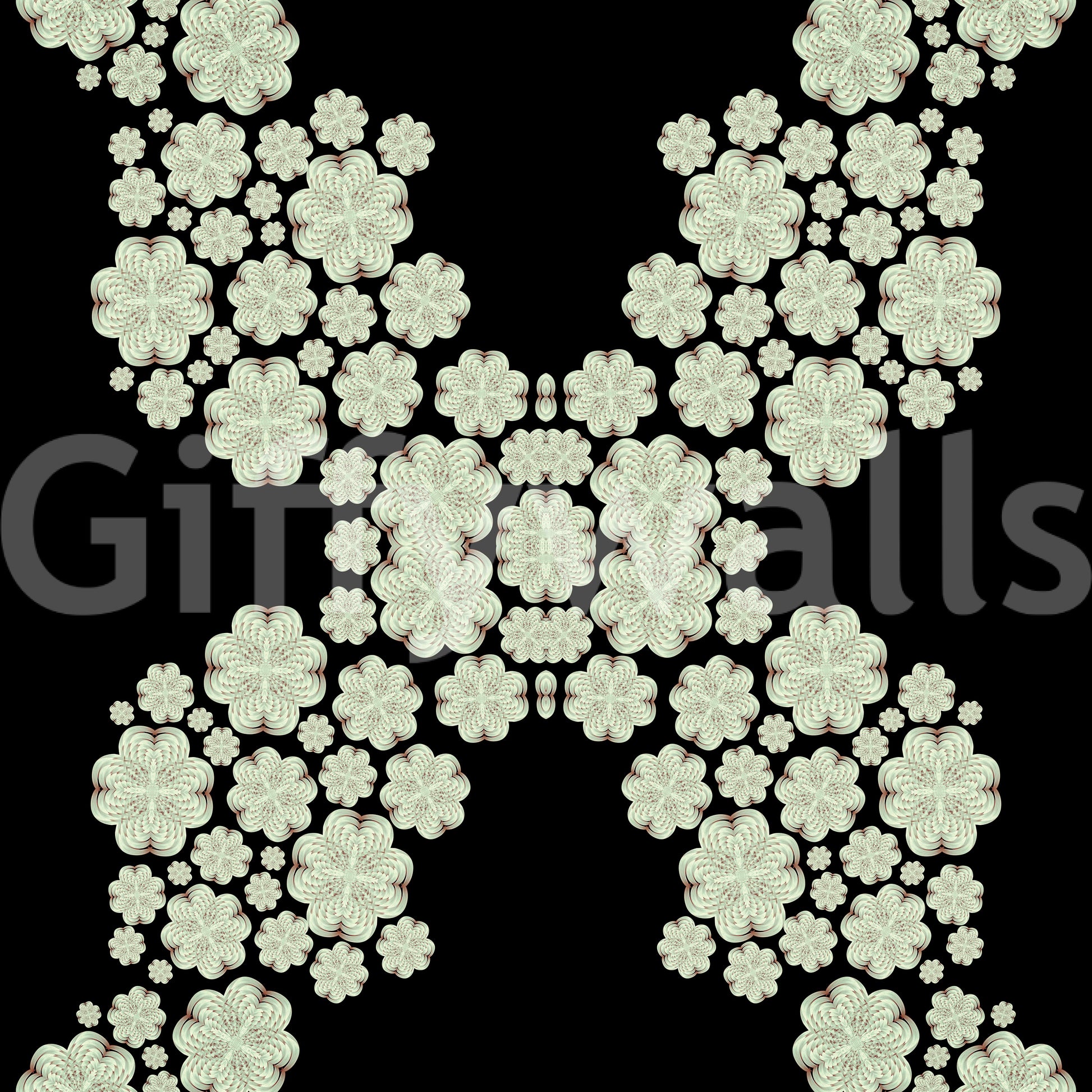 Black & Ivory Diamond Floral Lattice – CARDAMINE Wallpaper⁠
