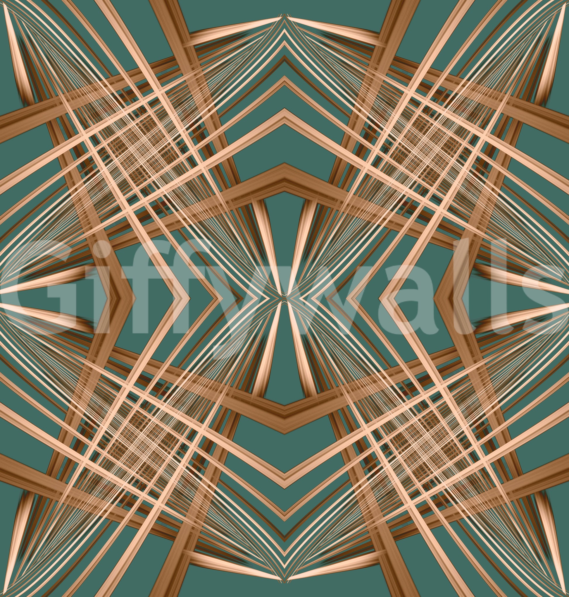 70s Retro Teal and Copper Geometric Lattice - OCTOBER Wallpaper⁠