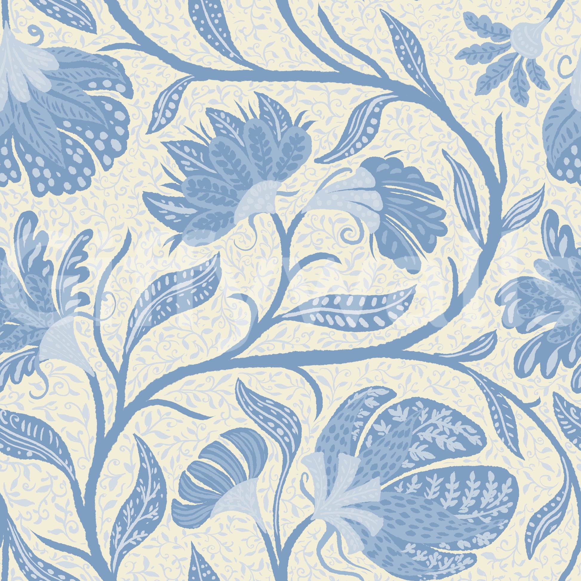Trailing Indina Floral - Light Blue and Beige Wallpaper Wallpaper⁠