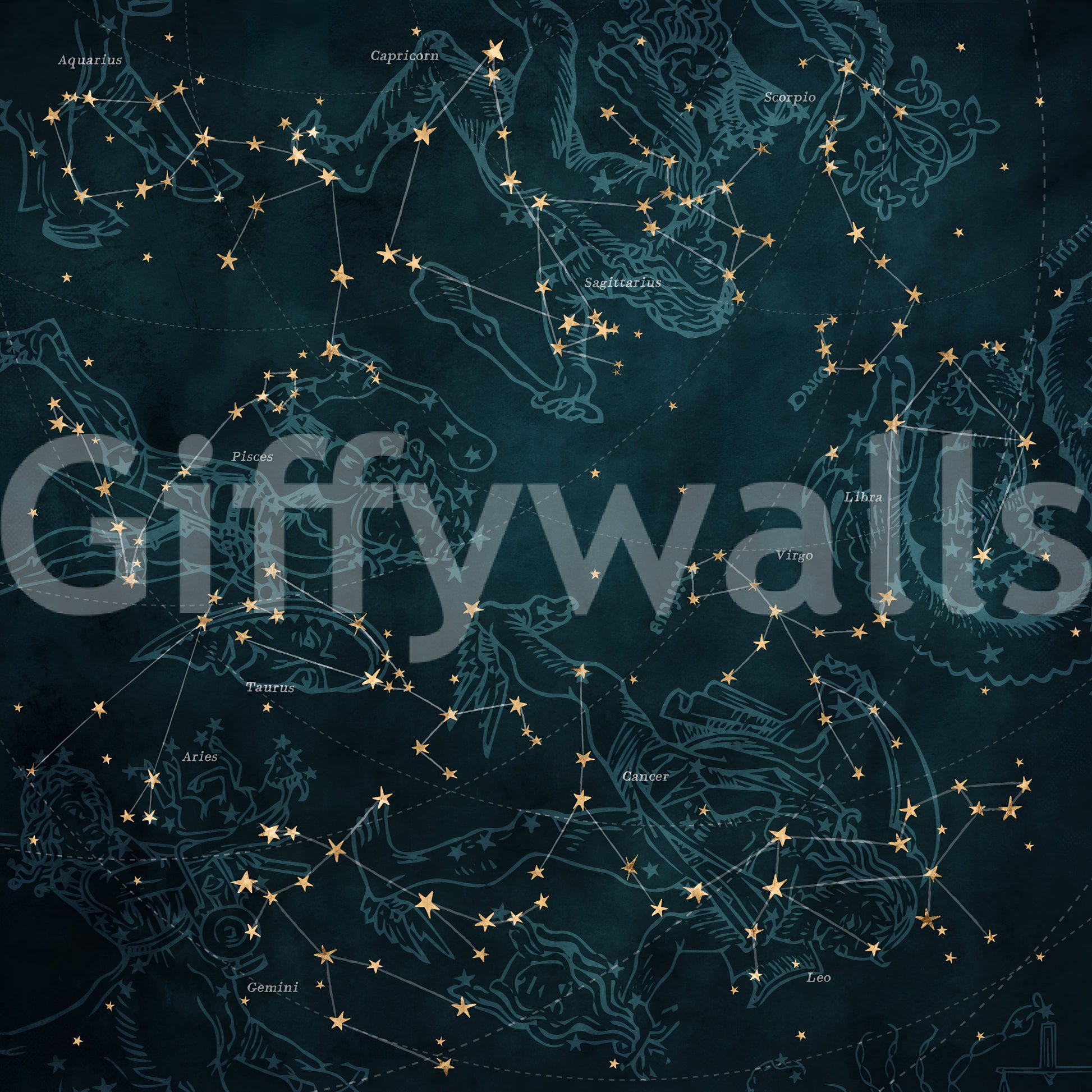 Heros and Constellations - Petrol Wall Mural