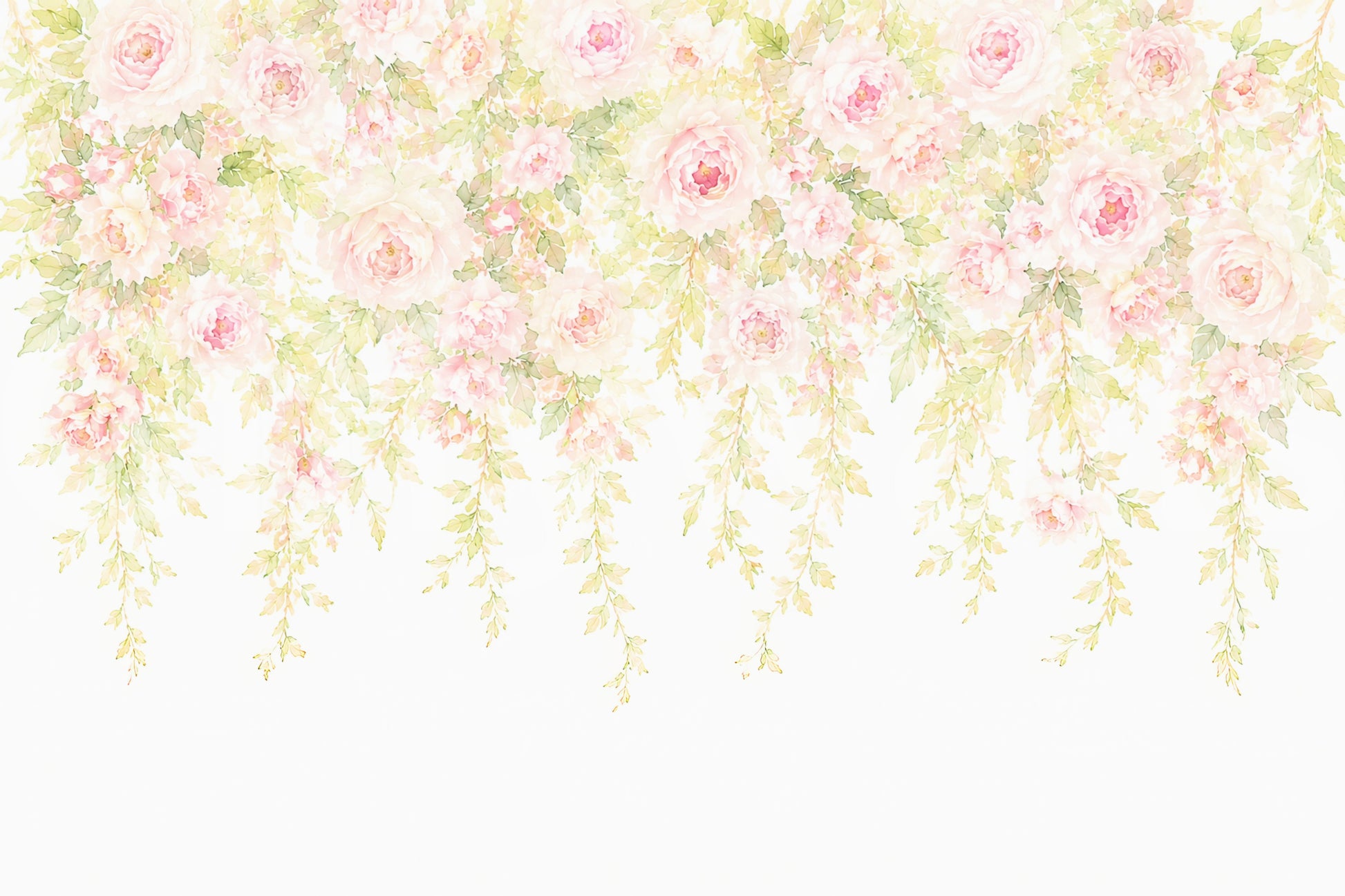 Soft Blush Rose Cascades Wall Mural