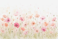 Soft Watercolor Poppy Meadow Wall Mural