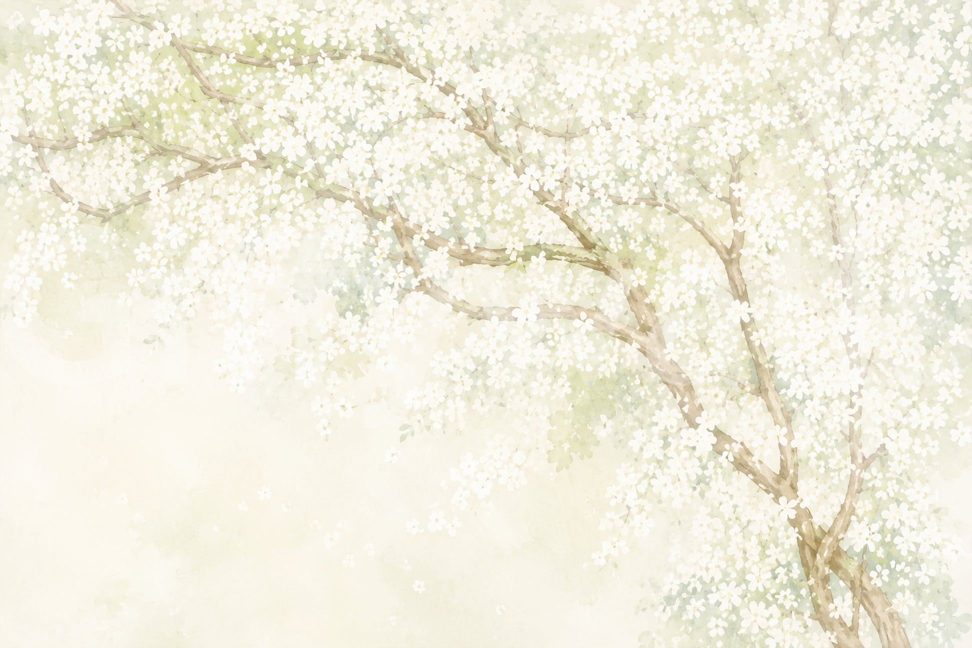 Misty Spring Orchard Canopy Wall Mural