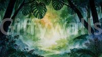 Sunlit Emerald Foliage Impression Wall Mural