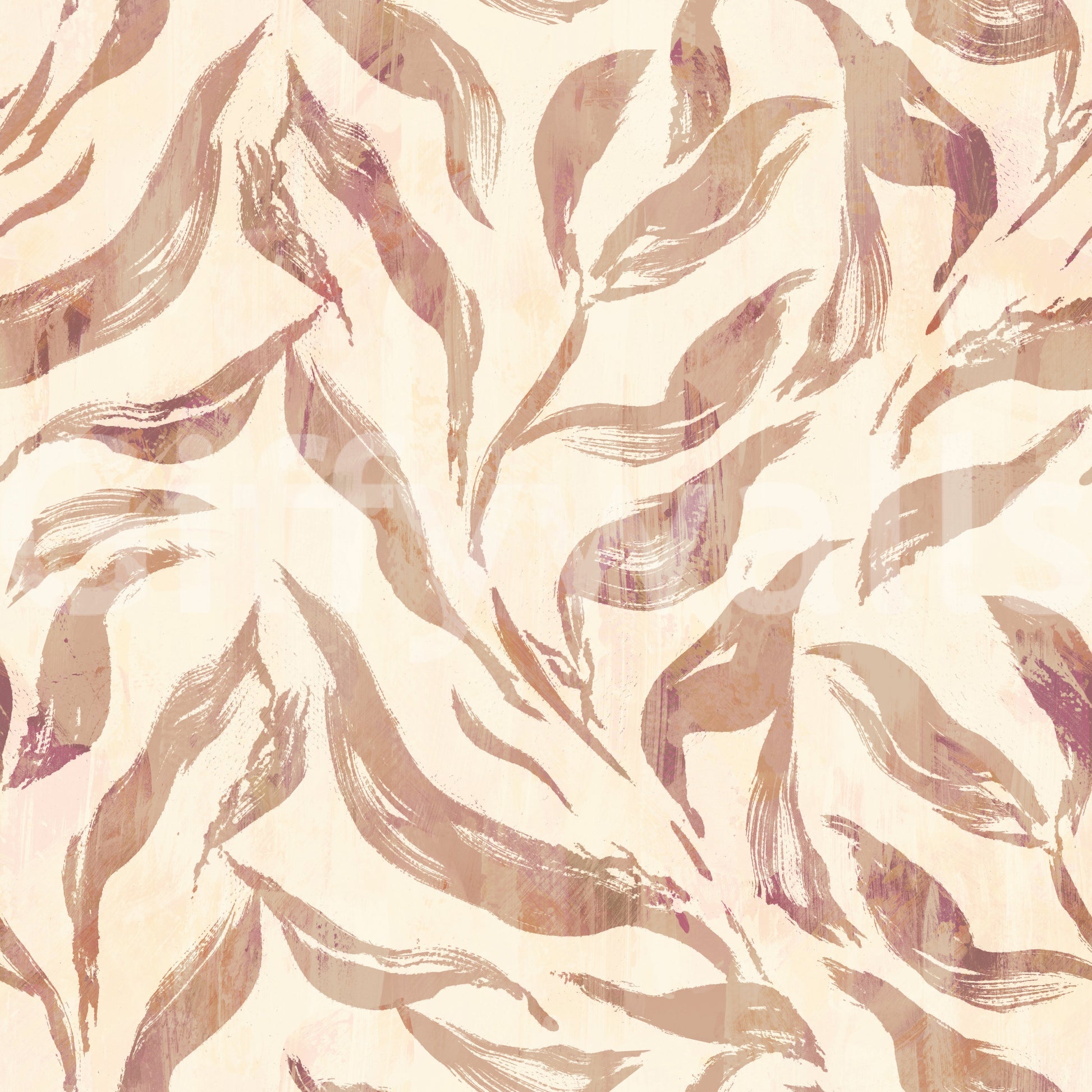 Abstract Painted Leaf Swirls Wallpaper⁠