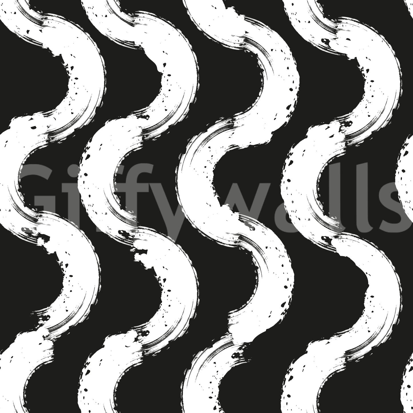 Monochrome Wavy Brushstroke Rhythm Wallpaper⁠