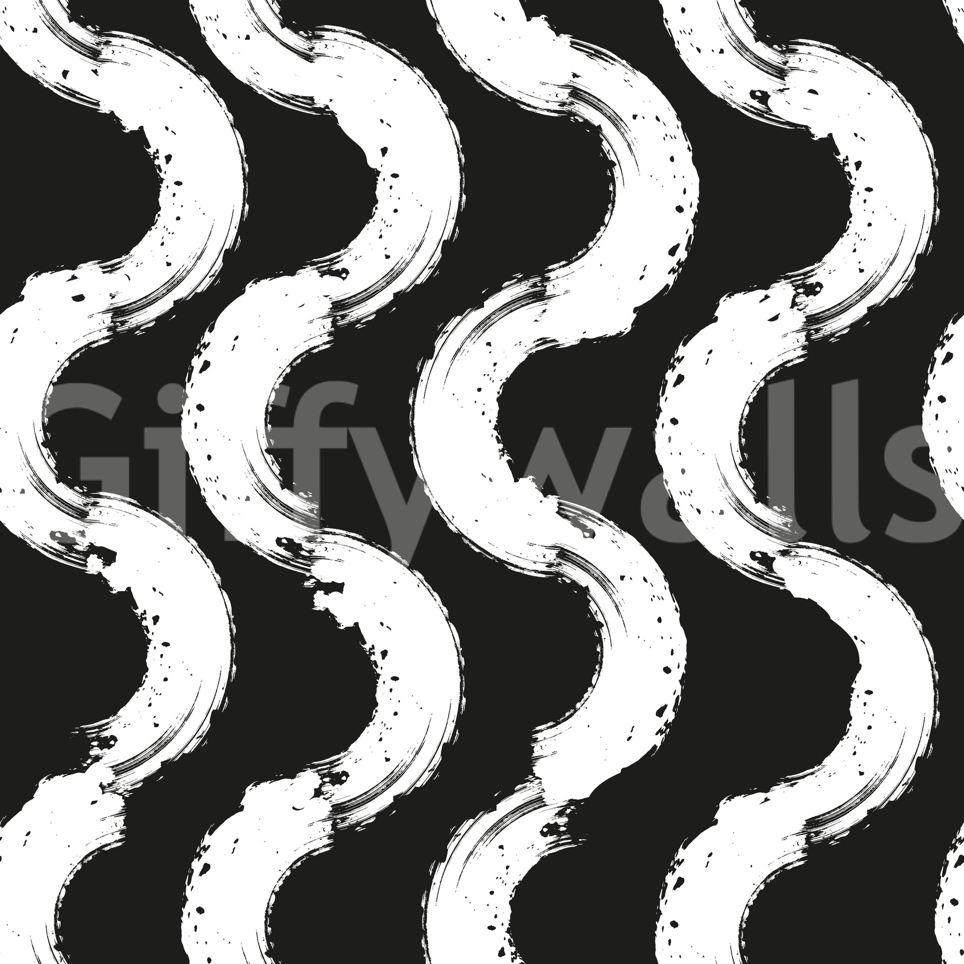 Abstract Painted Wave Motif Wallpaper⁠