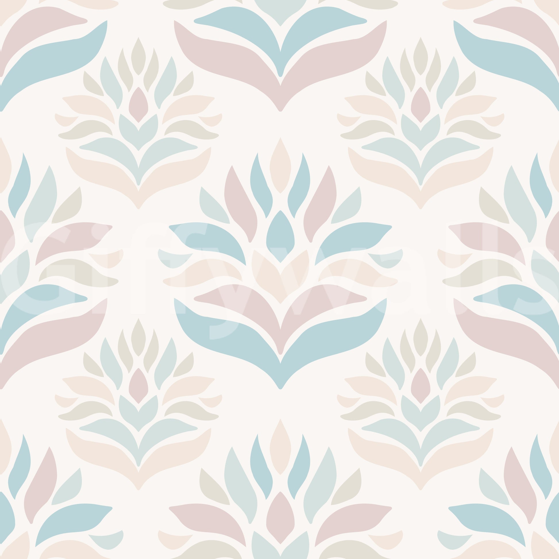 Minimalist Blush and Blue Botanical Wallpaper⁠