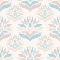 Minimalist Blush and Blue Botanical Wallpaper⁠