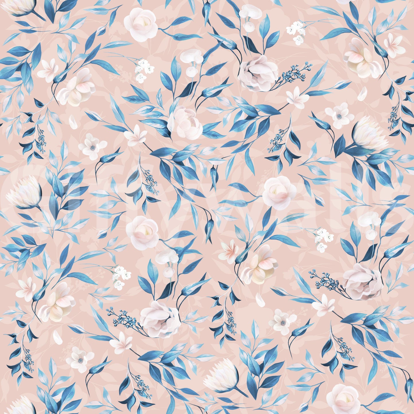 Serene Blue Floral Bloom Wallpaper⁠