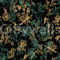 Golden Foliage and Hummingbird Art Wallpaper⁠