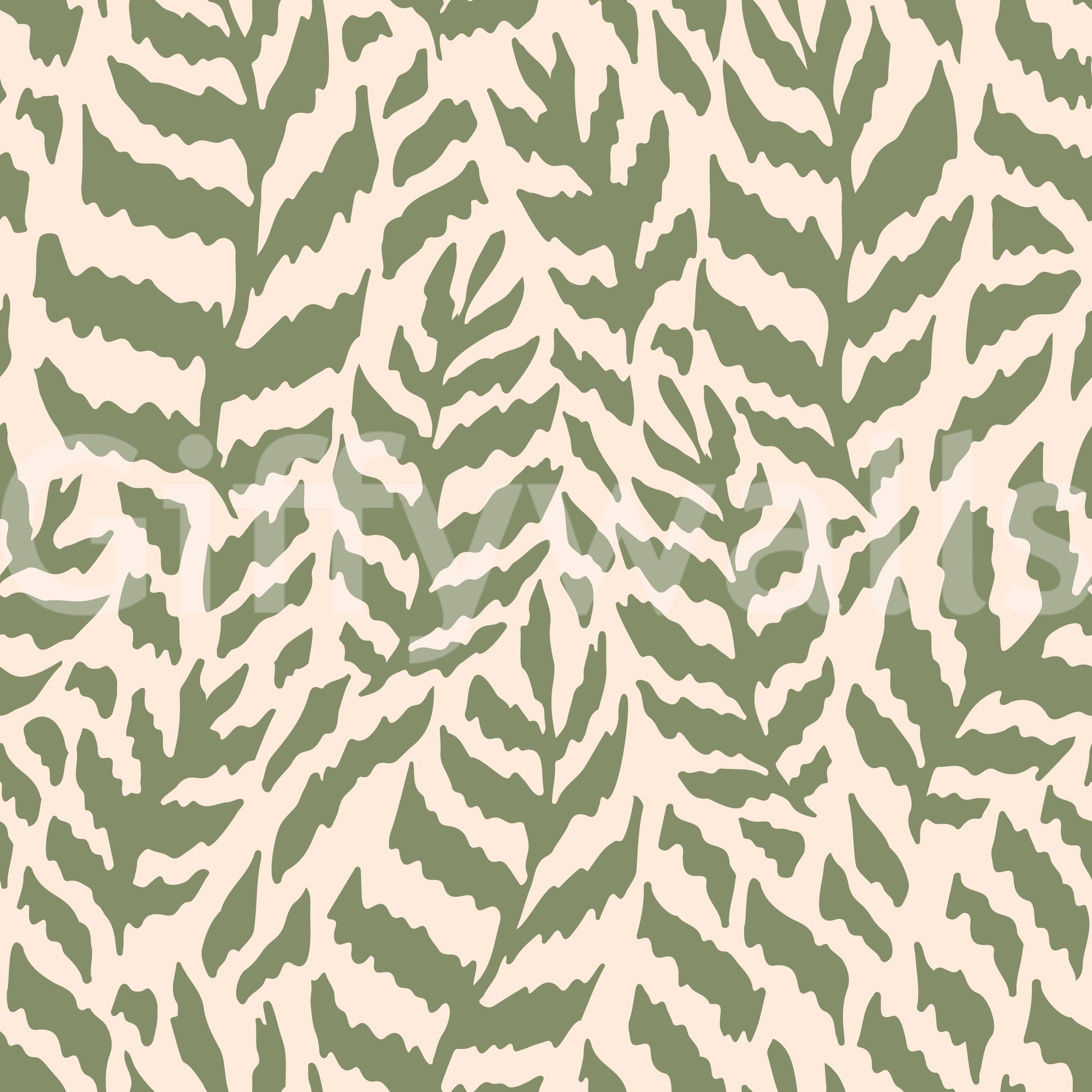 Sage Botanical Fern Trail Wallpaper⁠