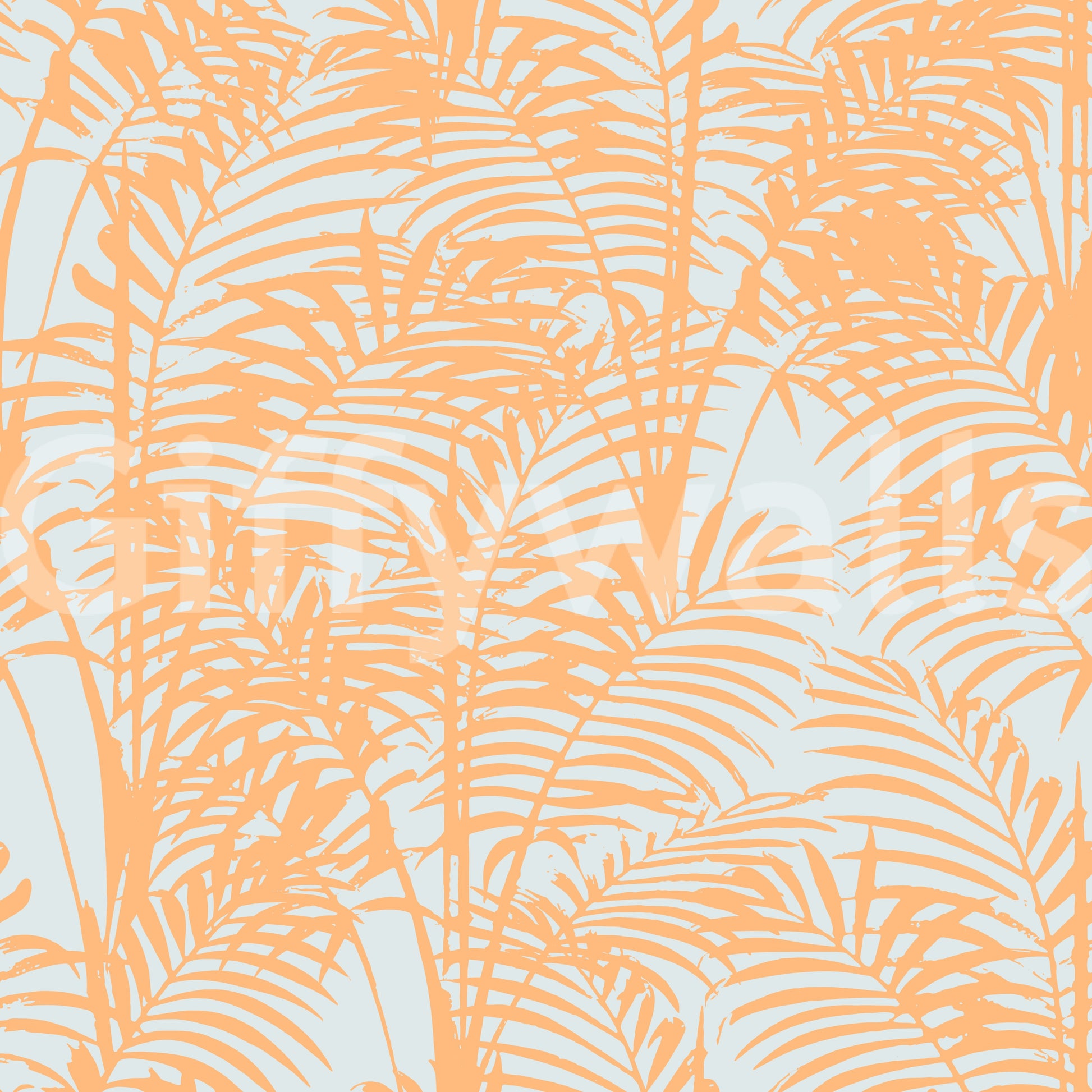 Peach Botanical Palm Repeat Wallpaper⁠