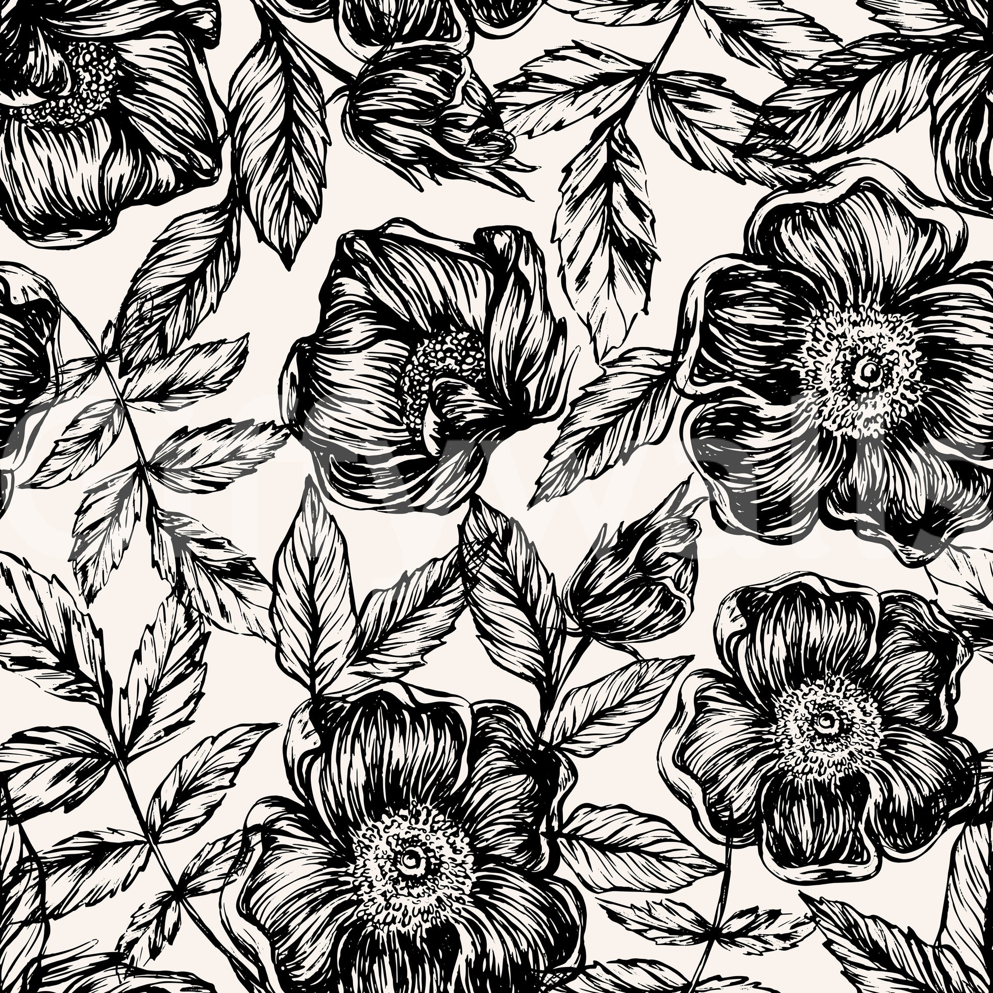 Ink Blossom Garden Wallpaper⁠