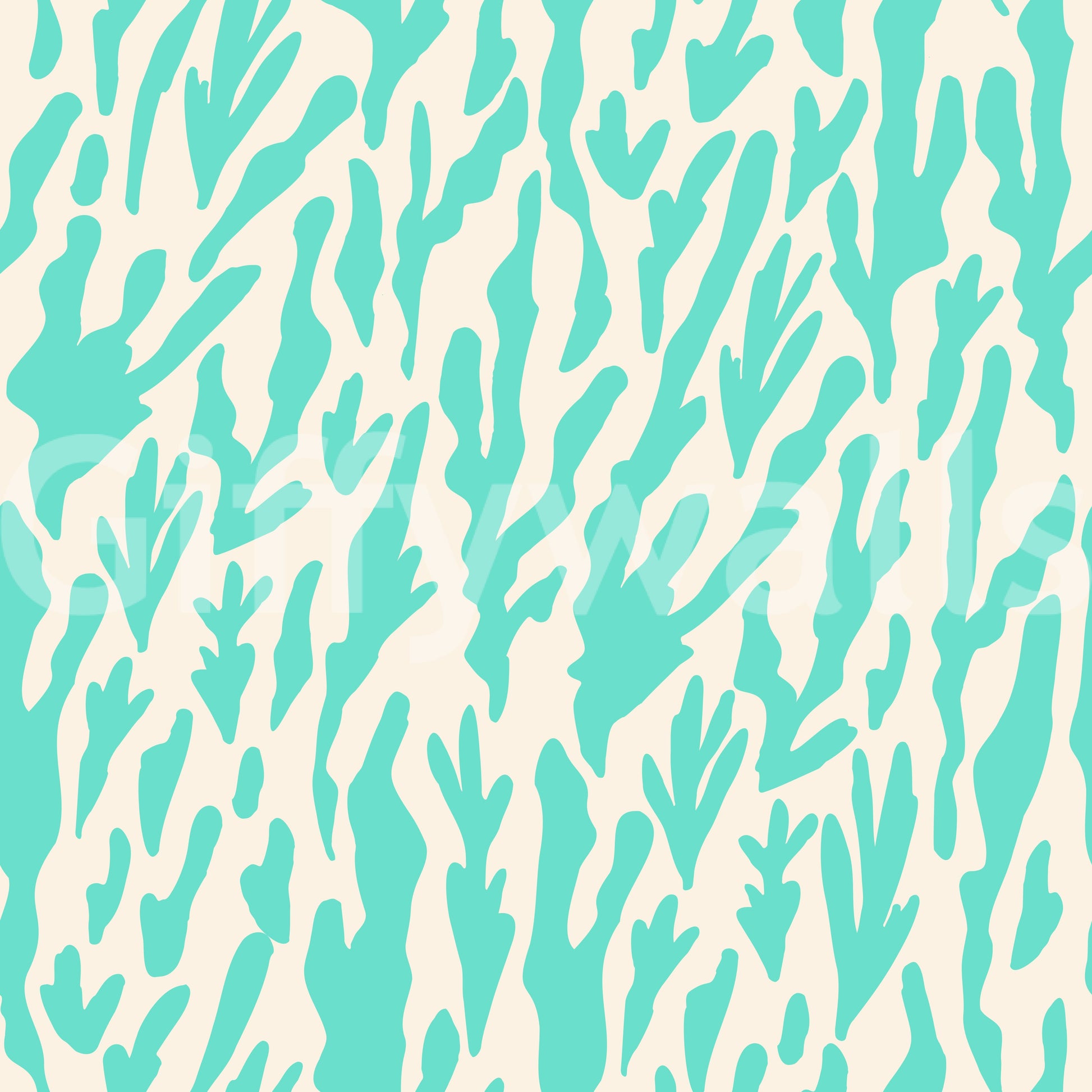 Minimalist Teal Botanical Waves Wallpaper⁠