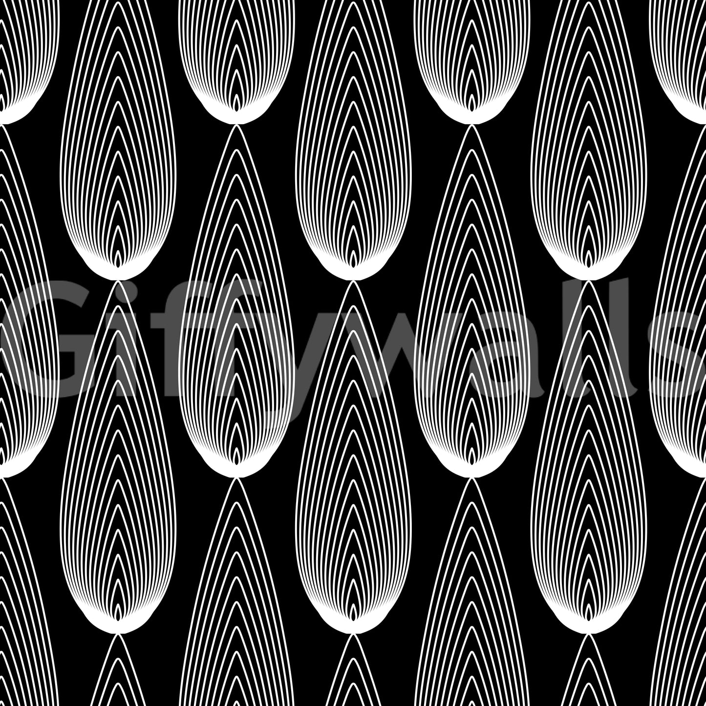 Minimalist Teardrop Linear Pattern Wallpaper⁠