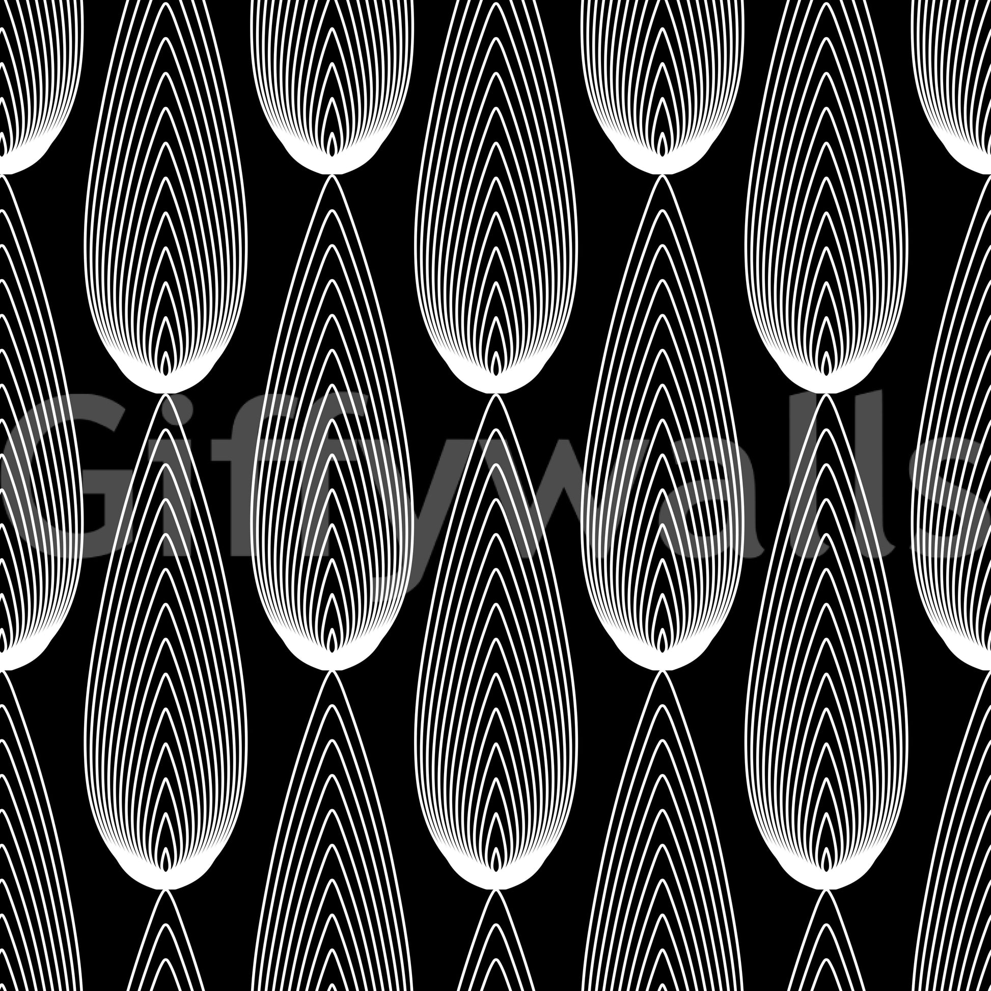 Minimalist Teardrop Linear Pattern Wallpaper⁠