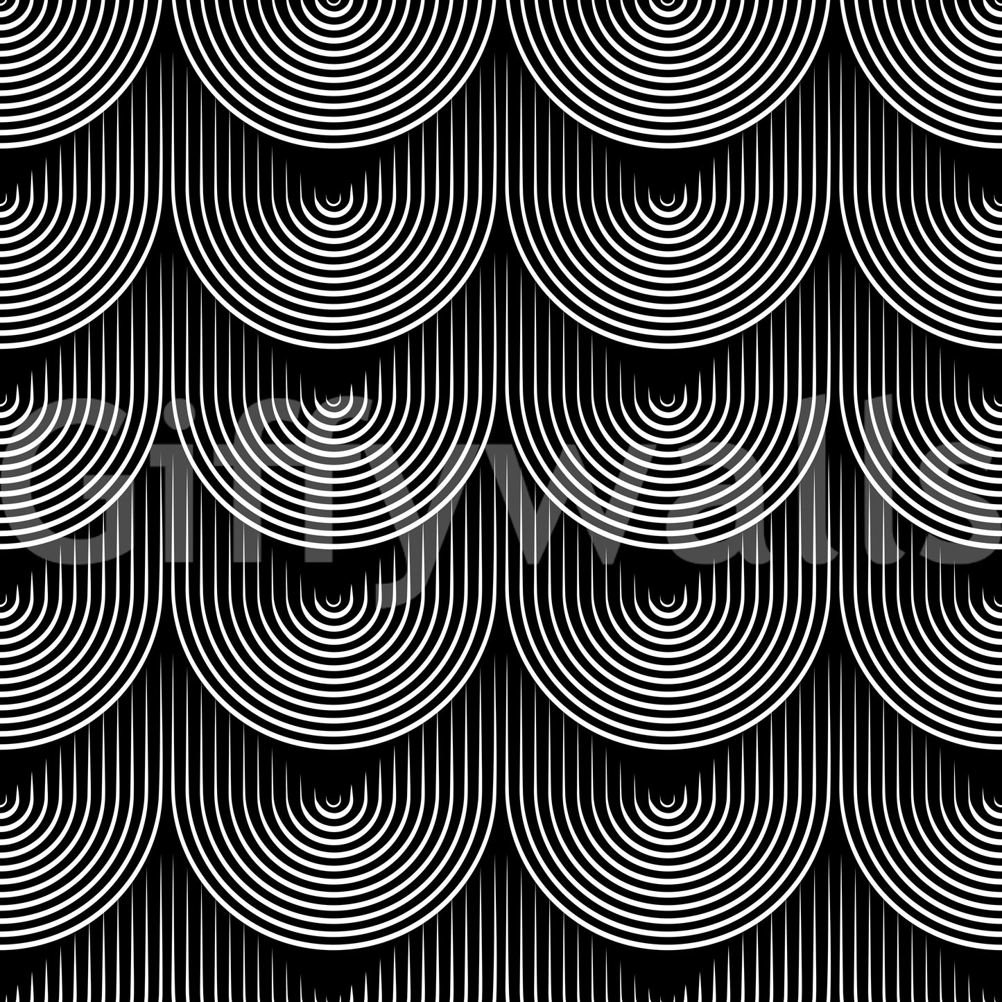 Monochrome Geometric Arc Pattern Wallpaper⁠