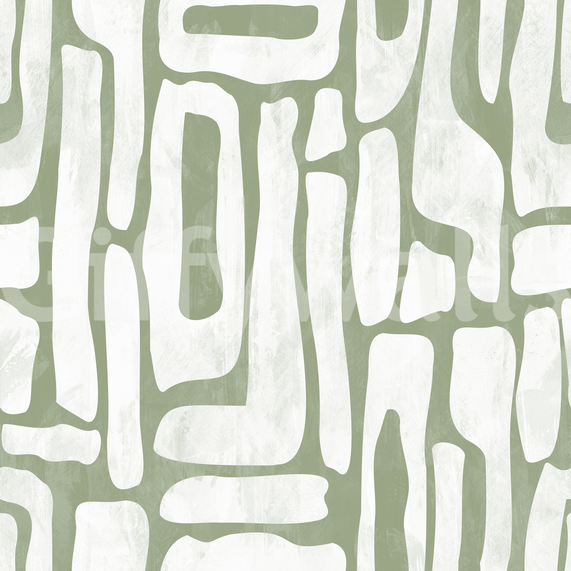 Sage Green Organic Abstract Shapes Wallpaper⁠
