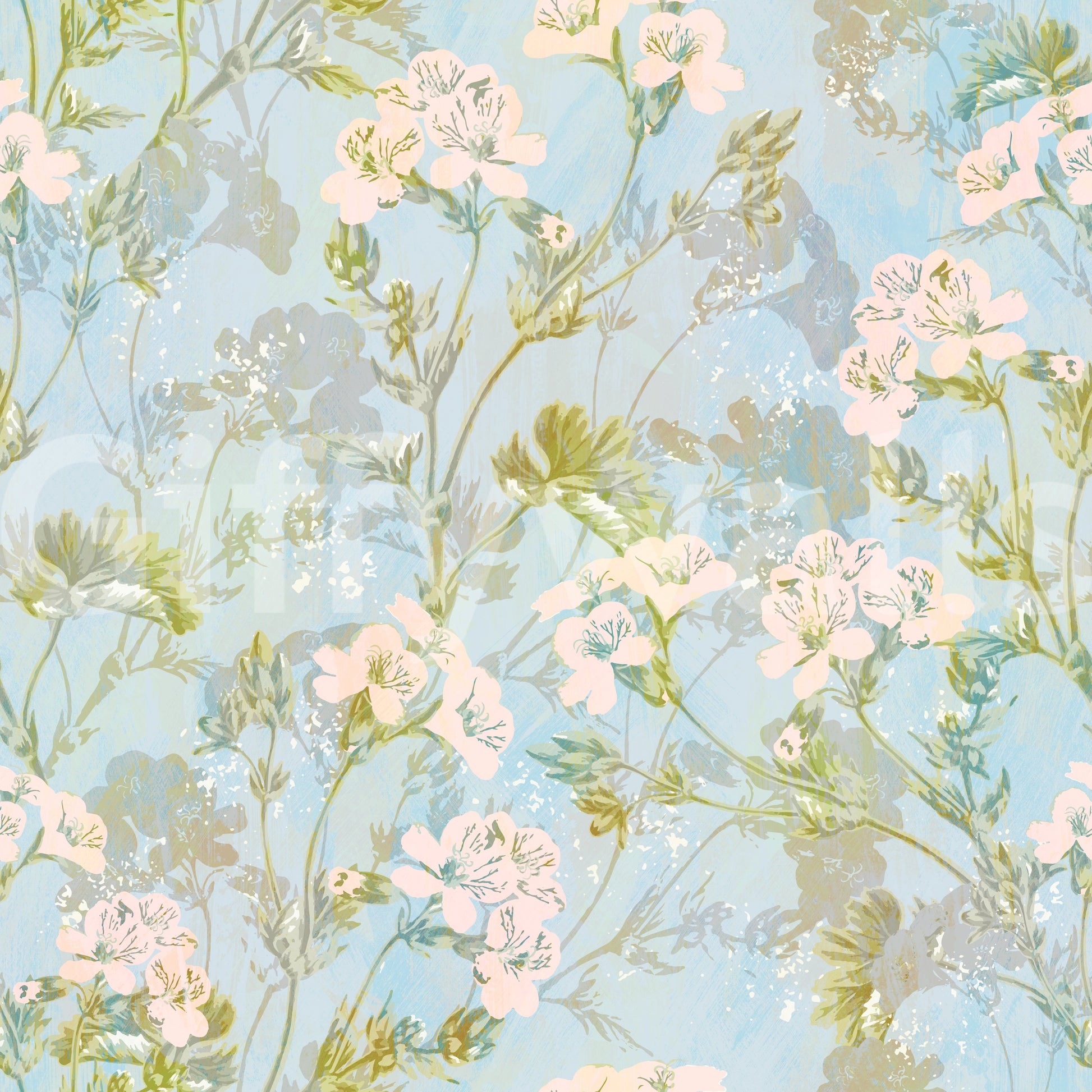 Soft Watercolor Meadow Flora Wallpaper⁠