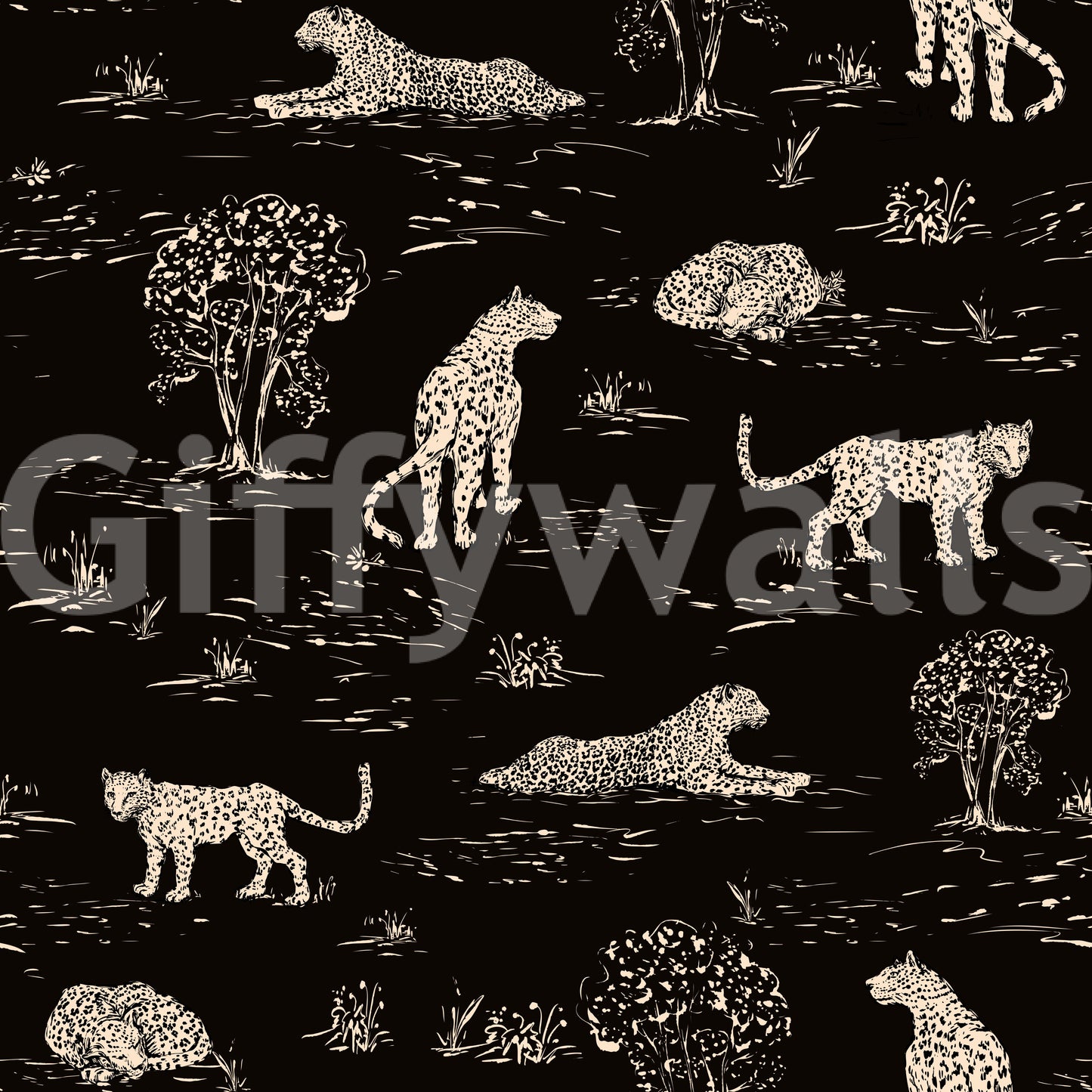 Leopard Sketch Savanna Wallpaper⁠