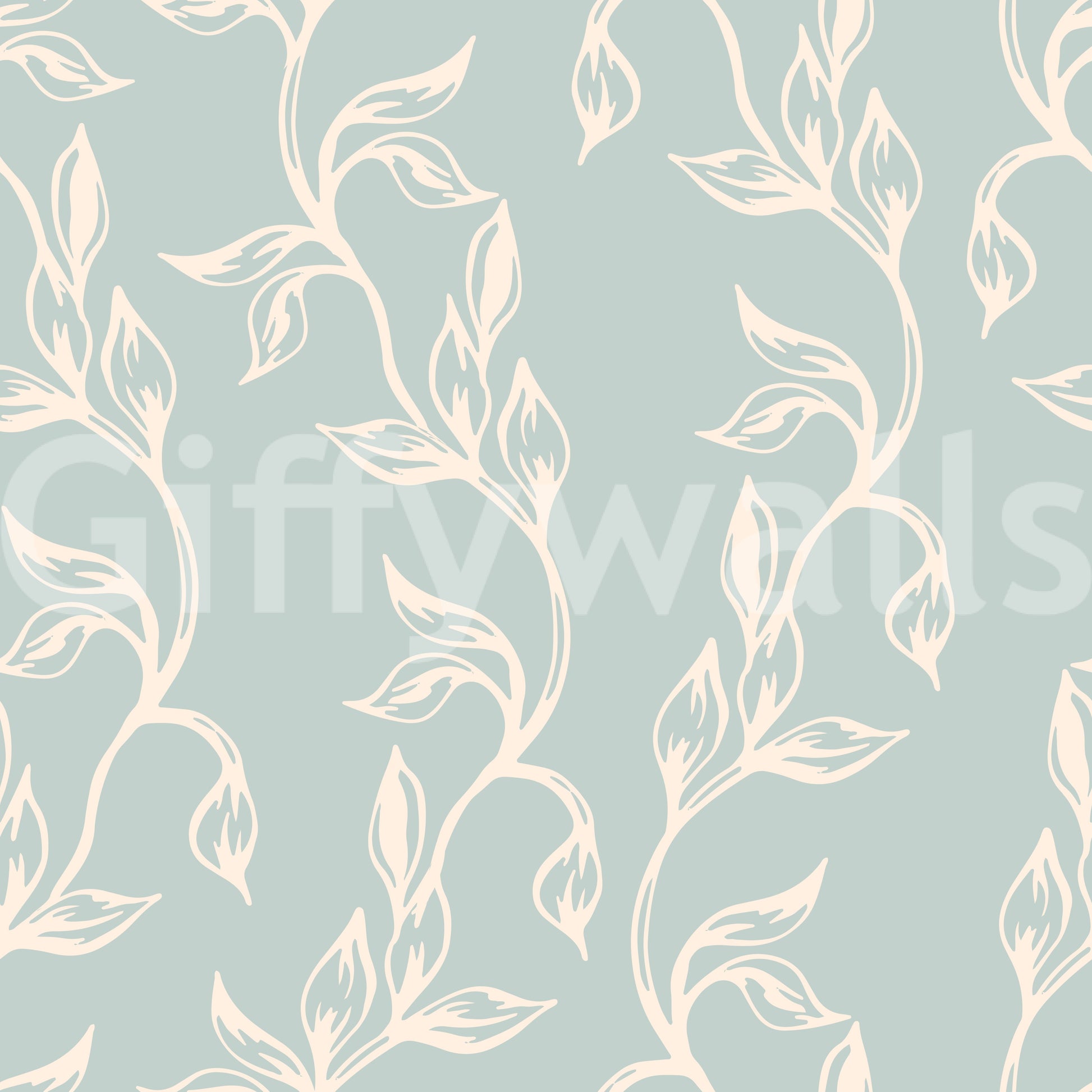 Sage Green and Cream Botanical Vine Wallpaper⁠
