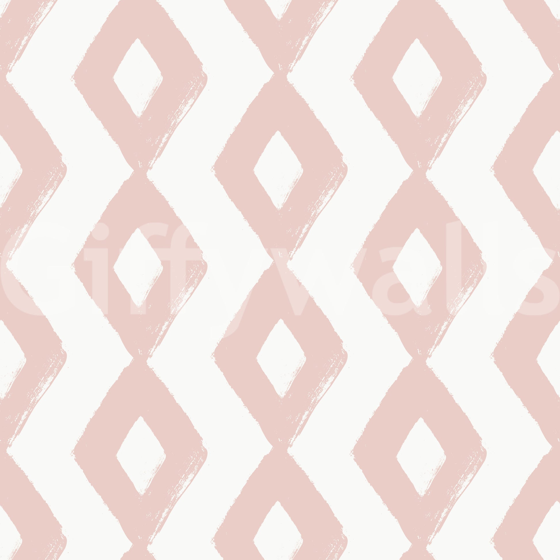 Soft Blush Hand-Painted Diamond Geometric Wallpaper⁠