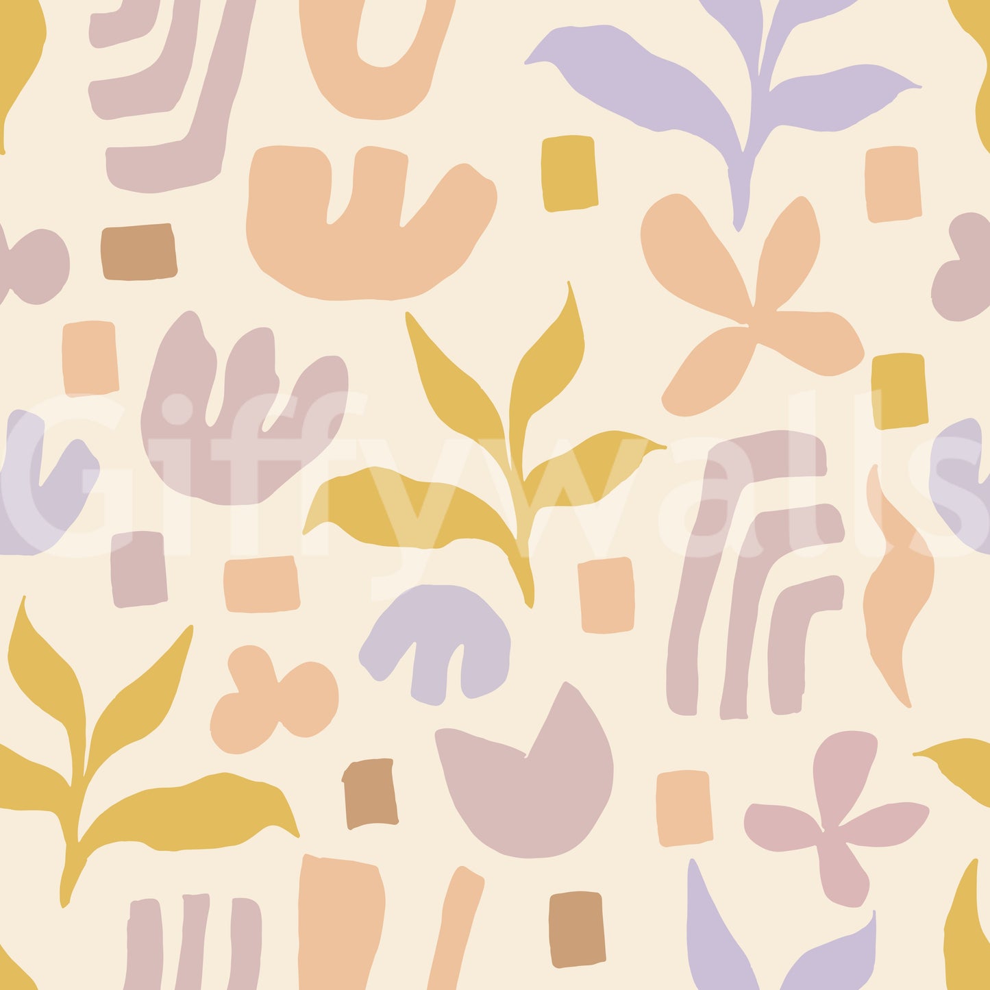 Abstract Organic Matisse Inspired Shapes Wallpaper⁠
