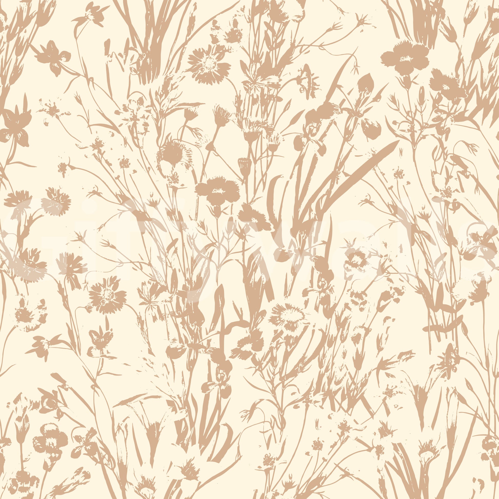 Rustic Botanical Line Art Wallpaper⁠