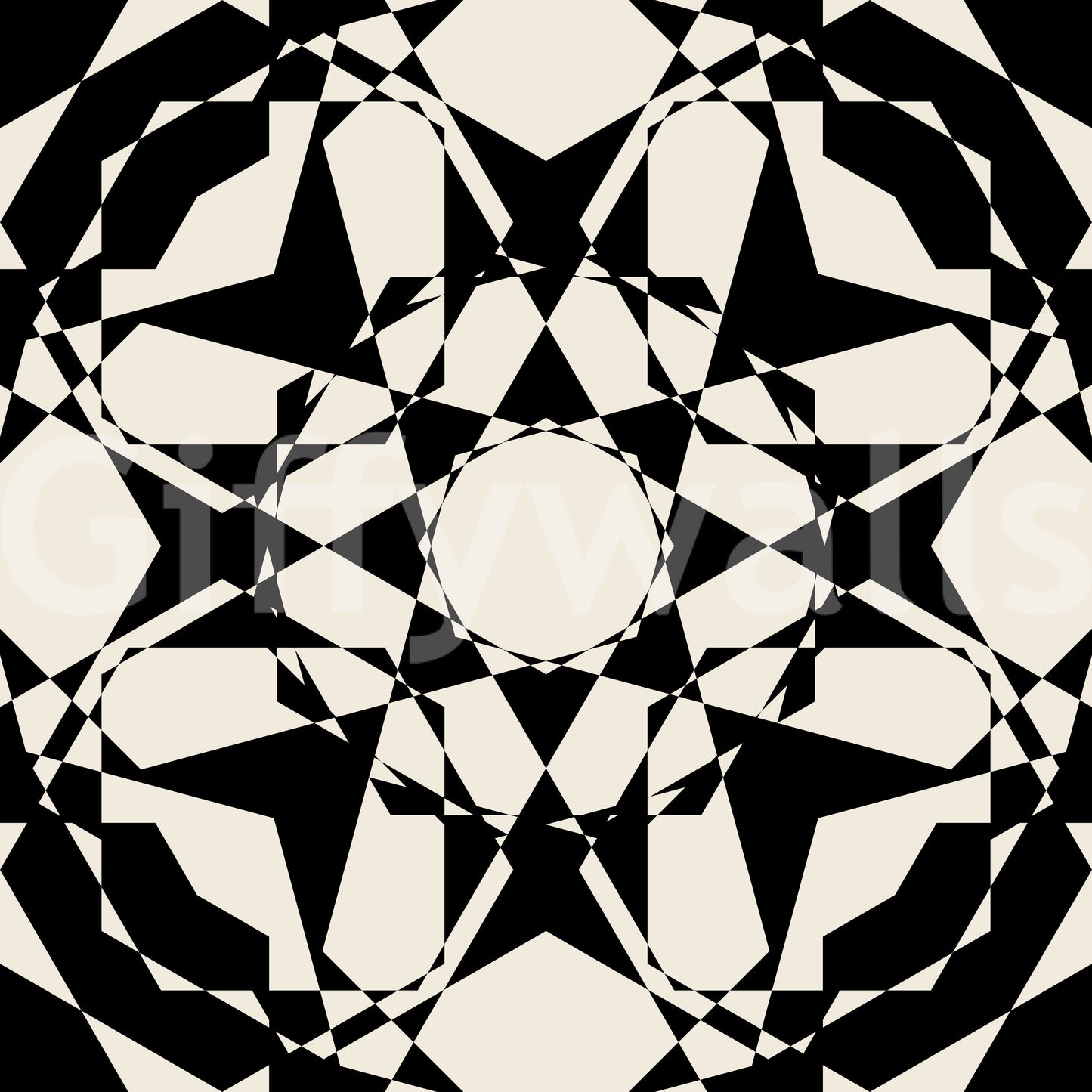 Interlocking Geometric Monochromatic Pattern Wallpaper⁠