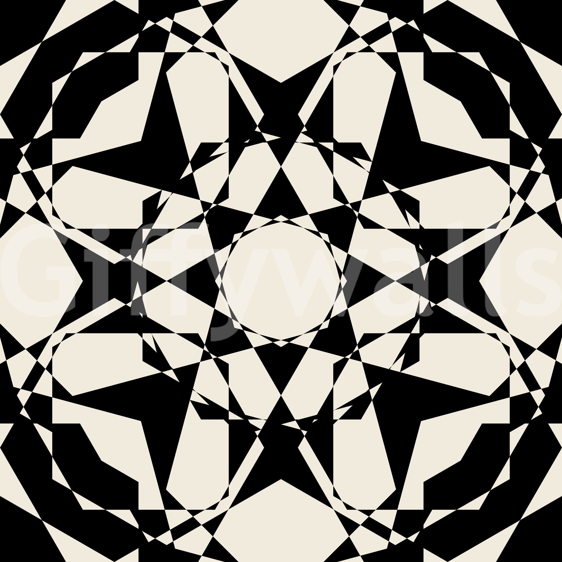 Interlocking Geometric Monochromatic Pattern Wallpaper⁠