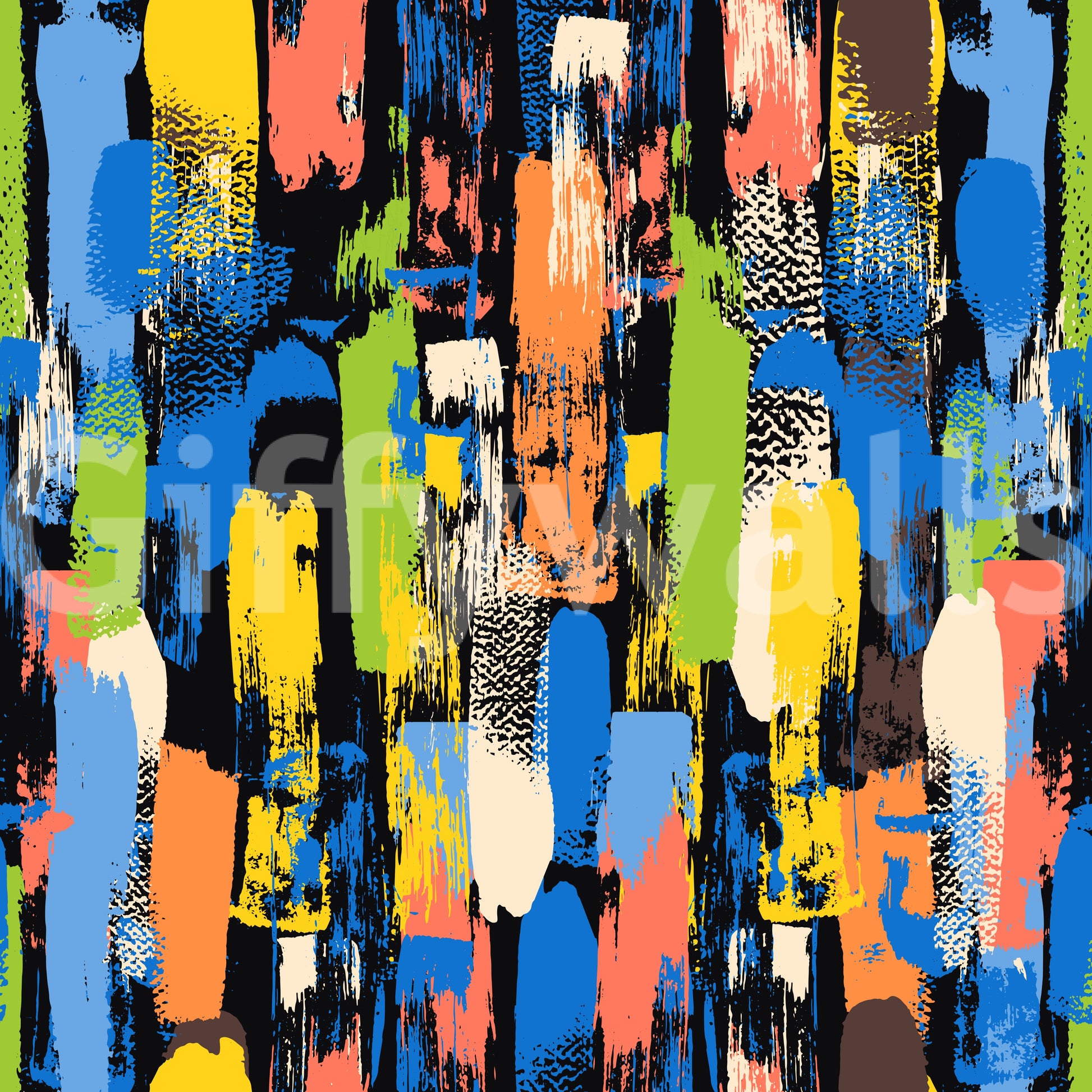 Eclectic Multicoloured Brushwork Art Wallpaper⁠
