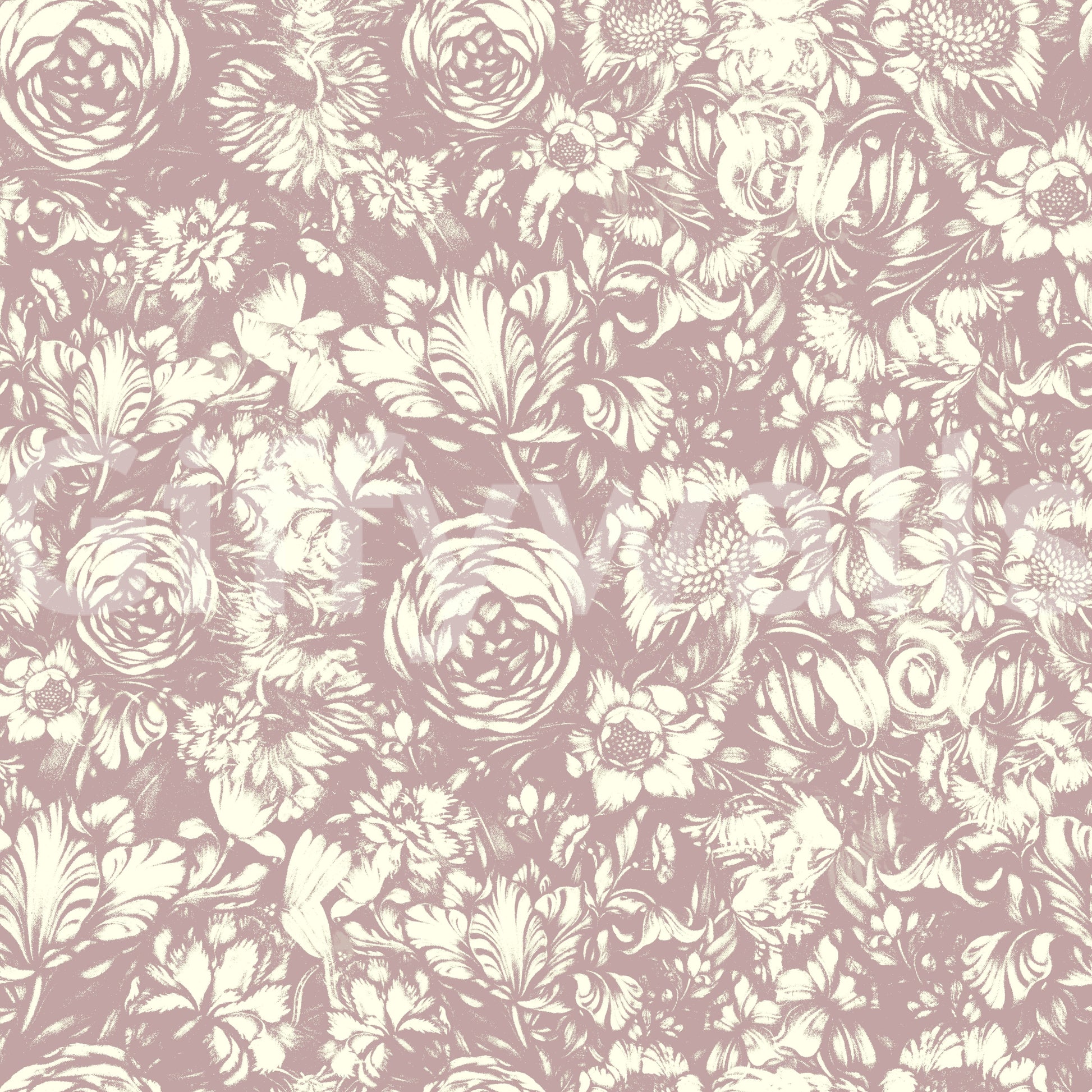Muted Mauve Botanical Illustration Wallpaper⁠