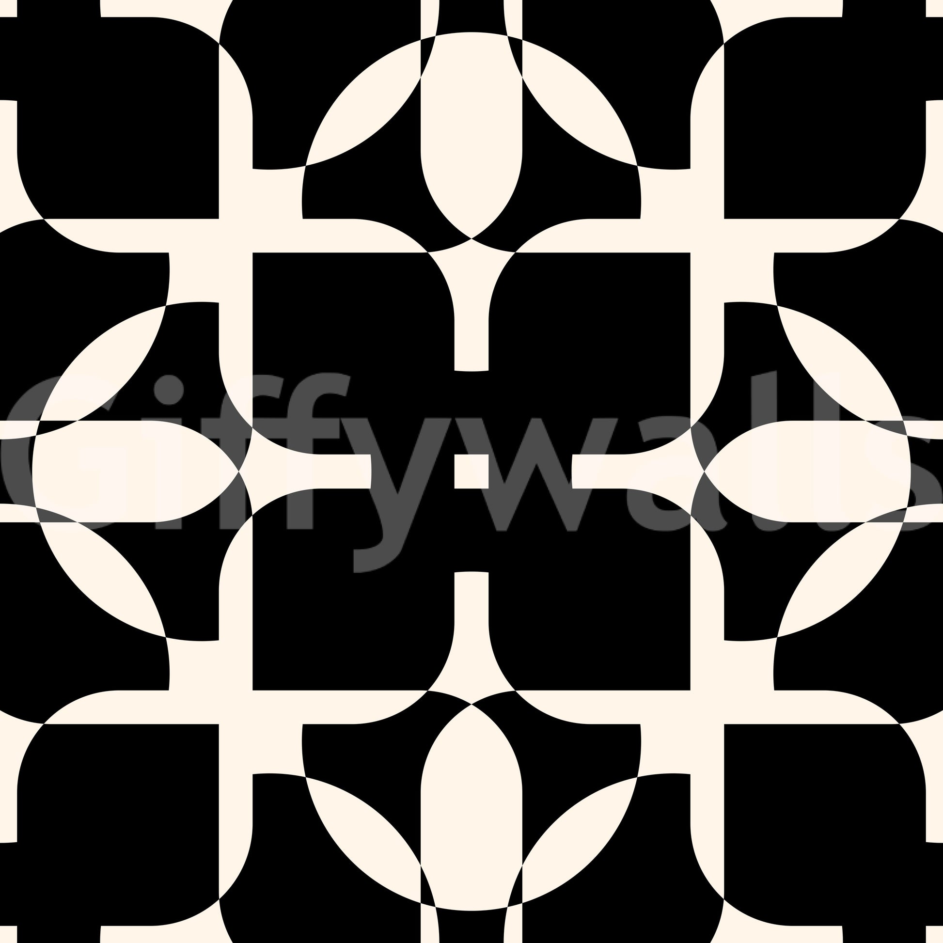 Graphic Monochrome Petal Tile Wallpaper⁠